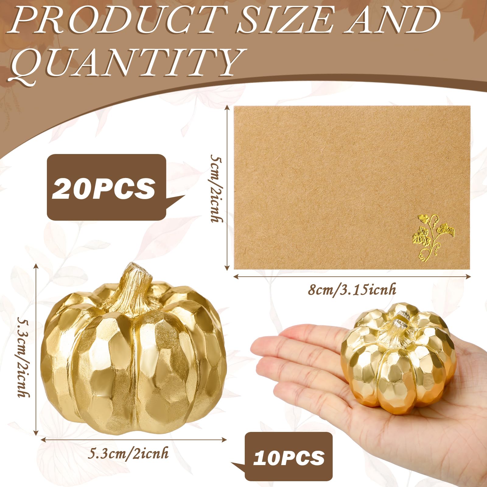 Chunful 10 Set Thanksgiving Mini Gold Pumpkin Place Card Holder Resin Fall Pumpkin Decoration Thanksgiving Table Card Holder Fal