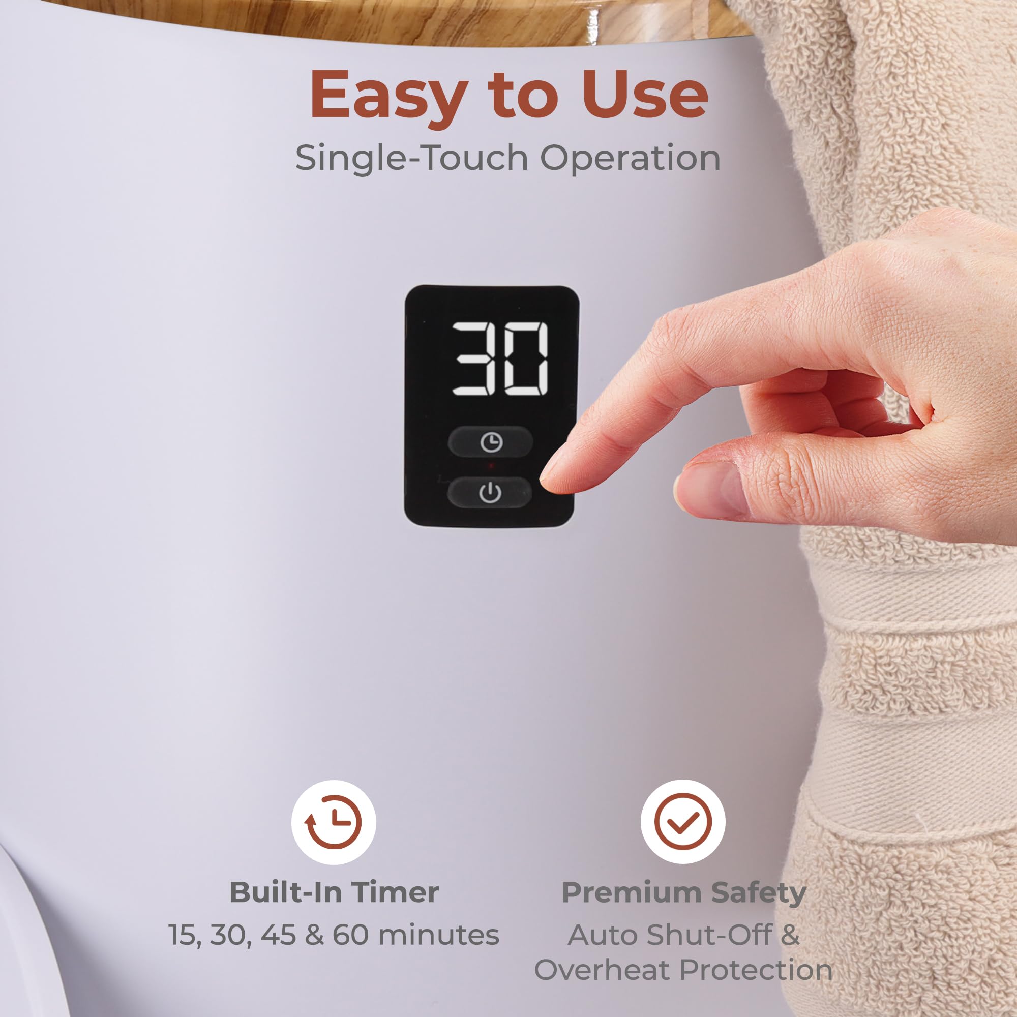 Serenelife Single Touch Towel And Blanket Warmer With Fragrant Disc Holder And Led Ring Gray, Perfect Size For Two Large Bath To