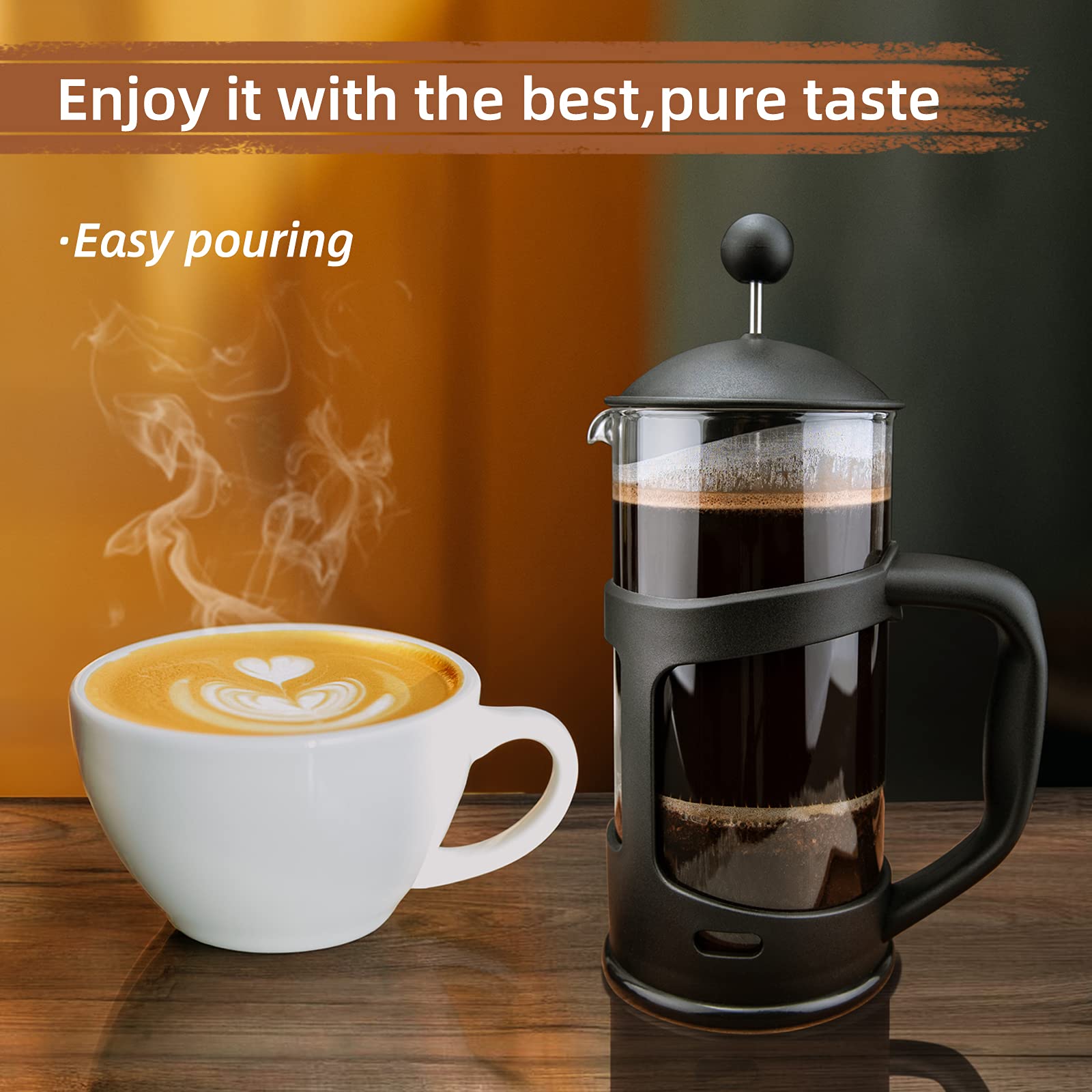 Rainbean Mini French Press Coffee Maker 1 Cups, 12Oz Coffee Press, Perfect For Coffee Lover Gifts Morning Coffee, Maximum Flavor