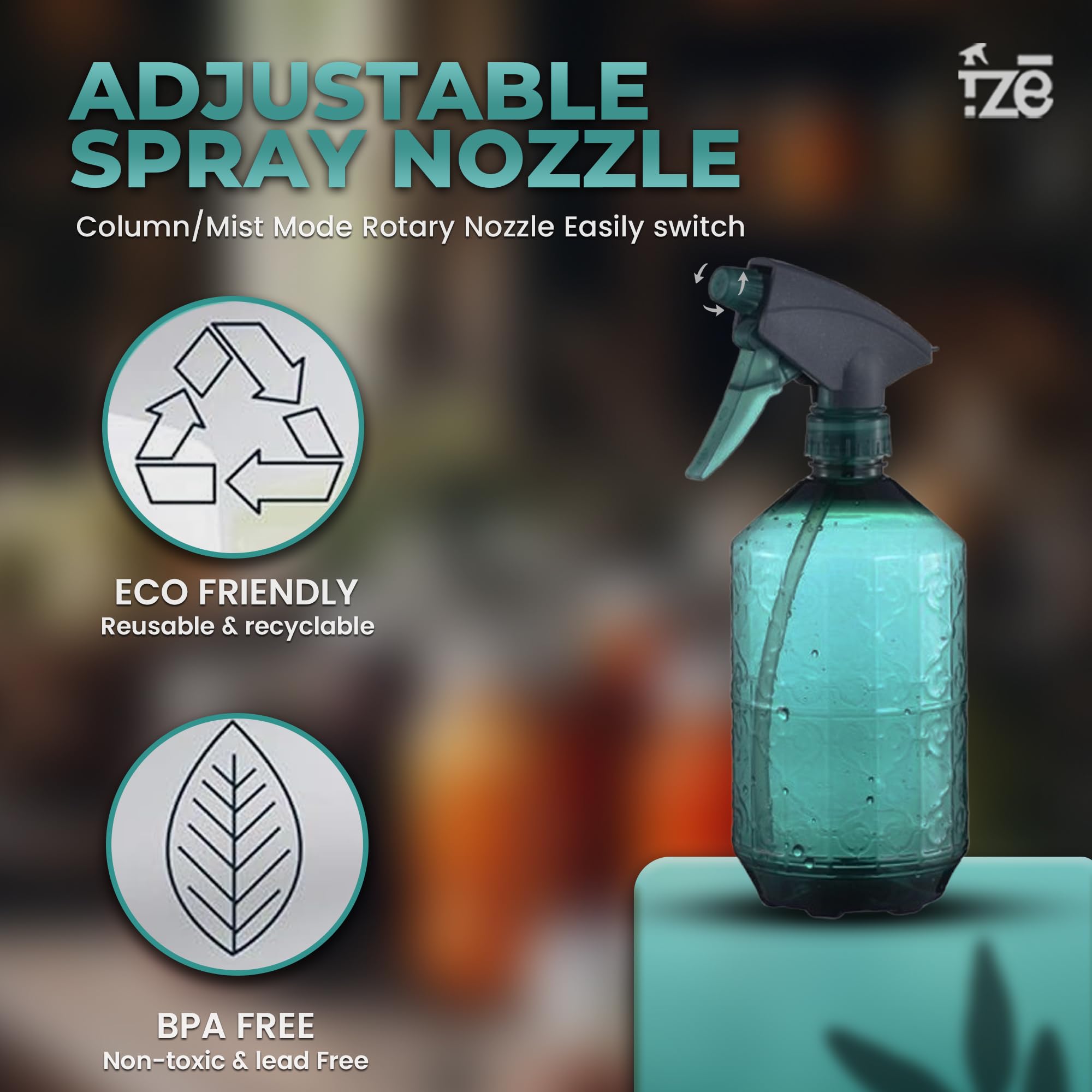 Fze Spray Bottles Pack Of 2, 25 Oz/750Ml Water Spray Bottle For Hair With Adjustable Nozzle, Empty Spray Bottle For Cleaning Als