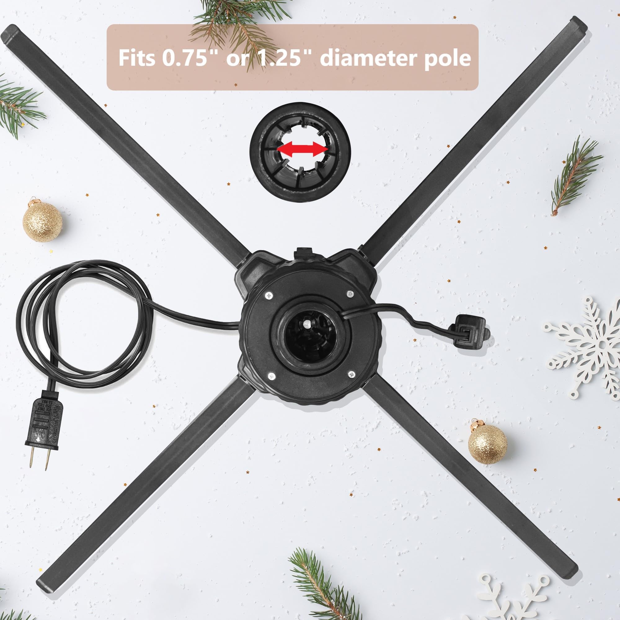 Stright 360 Degree Rotating Christmas Tree Stand, Revolving Artificial Tree Base for Tree Up to 7.5FT, Spinning Christmas Tree S