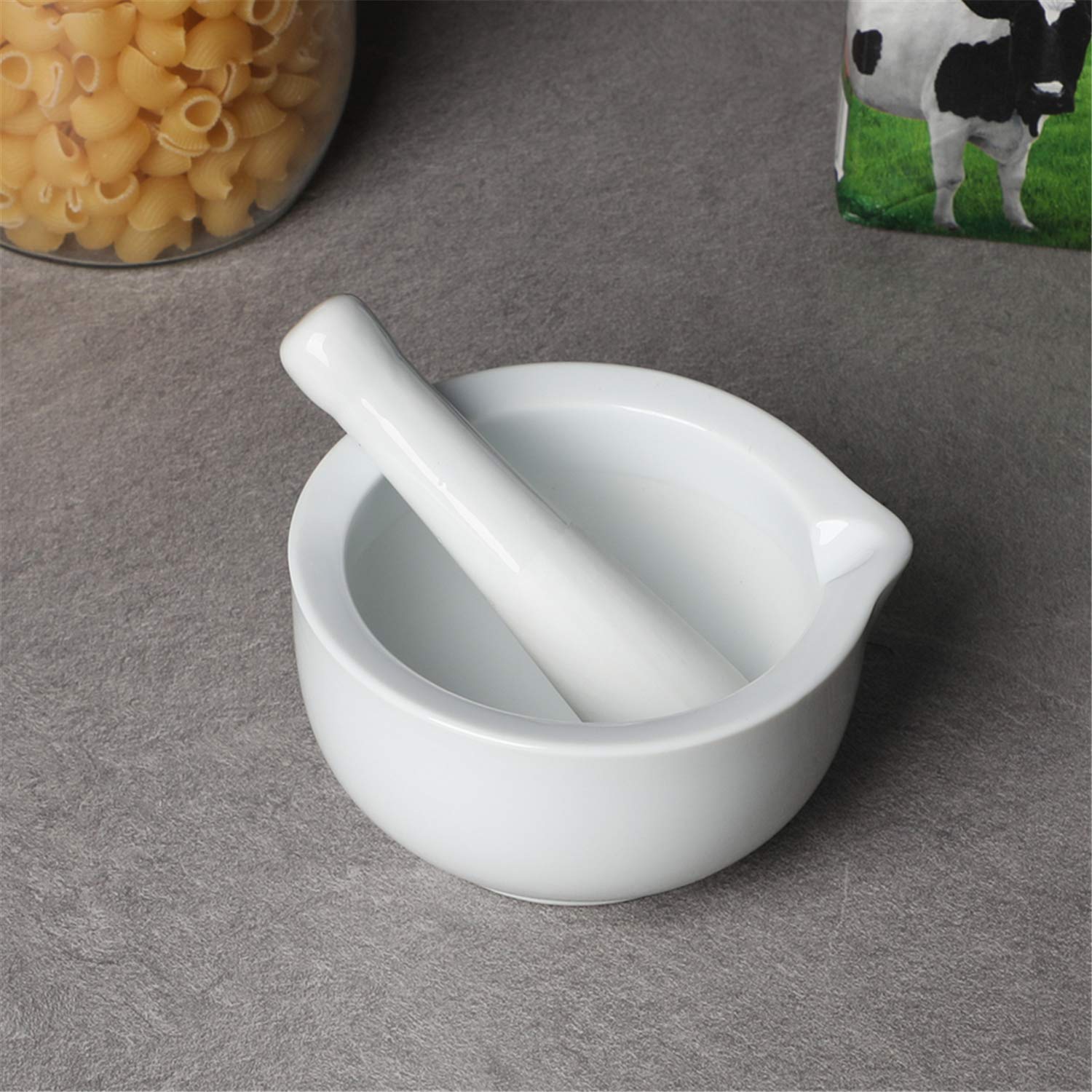 Leetoyi Porcelain Mortar And Pestle, Ceramic Herb Grinder Pill Crusher Set (4.6-Inch)