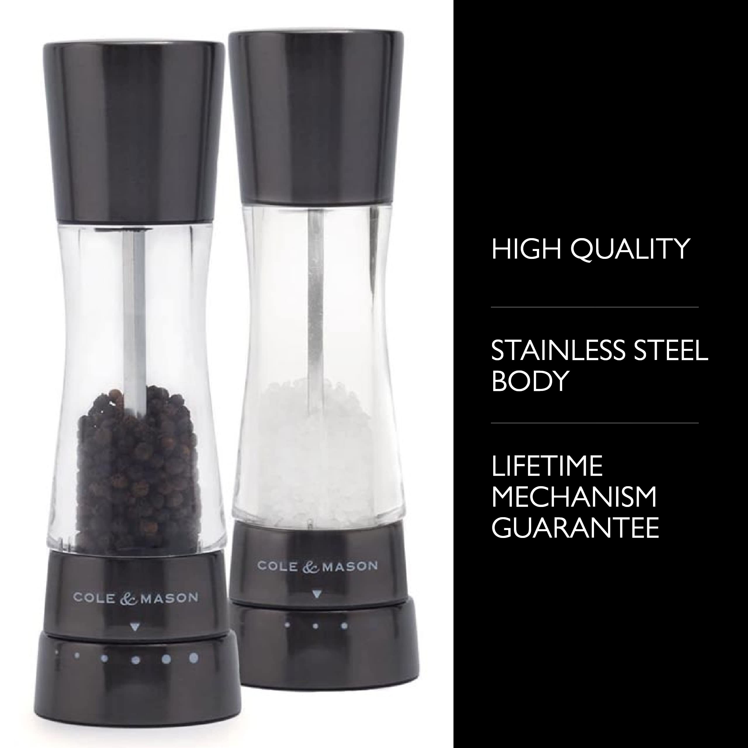Cole & Mason Derwent Salt Grinder - Gunmetal Mill Includes Gourmet Precision Mechanism And Premium Sea Salt