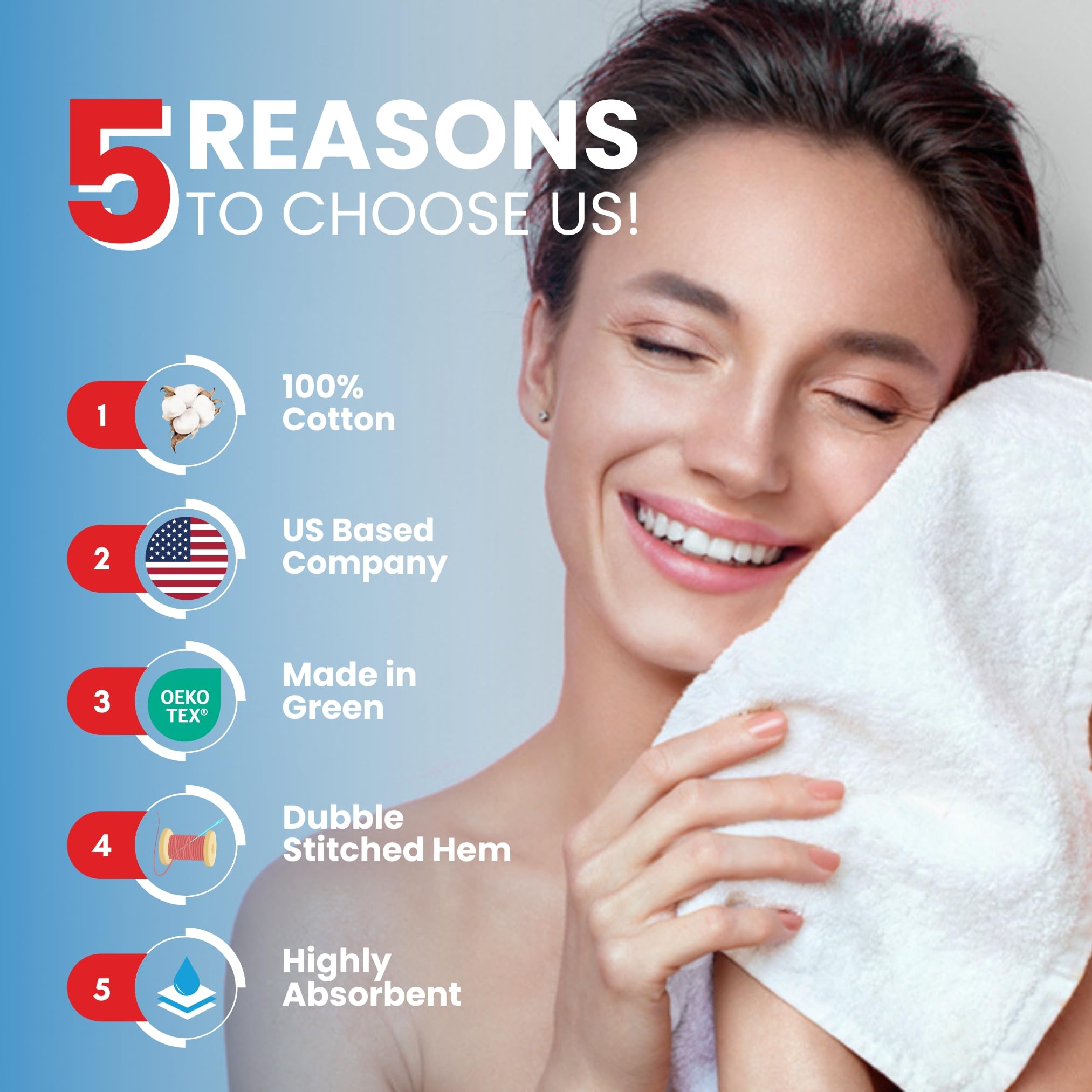 Infinitee Xclusives Premium Wash Cloths For Showering [13X13], 100% Cotton Washcloths [12 Pack], Soft And Absorbent Face Towels