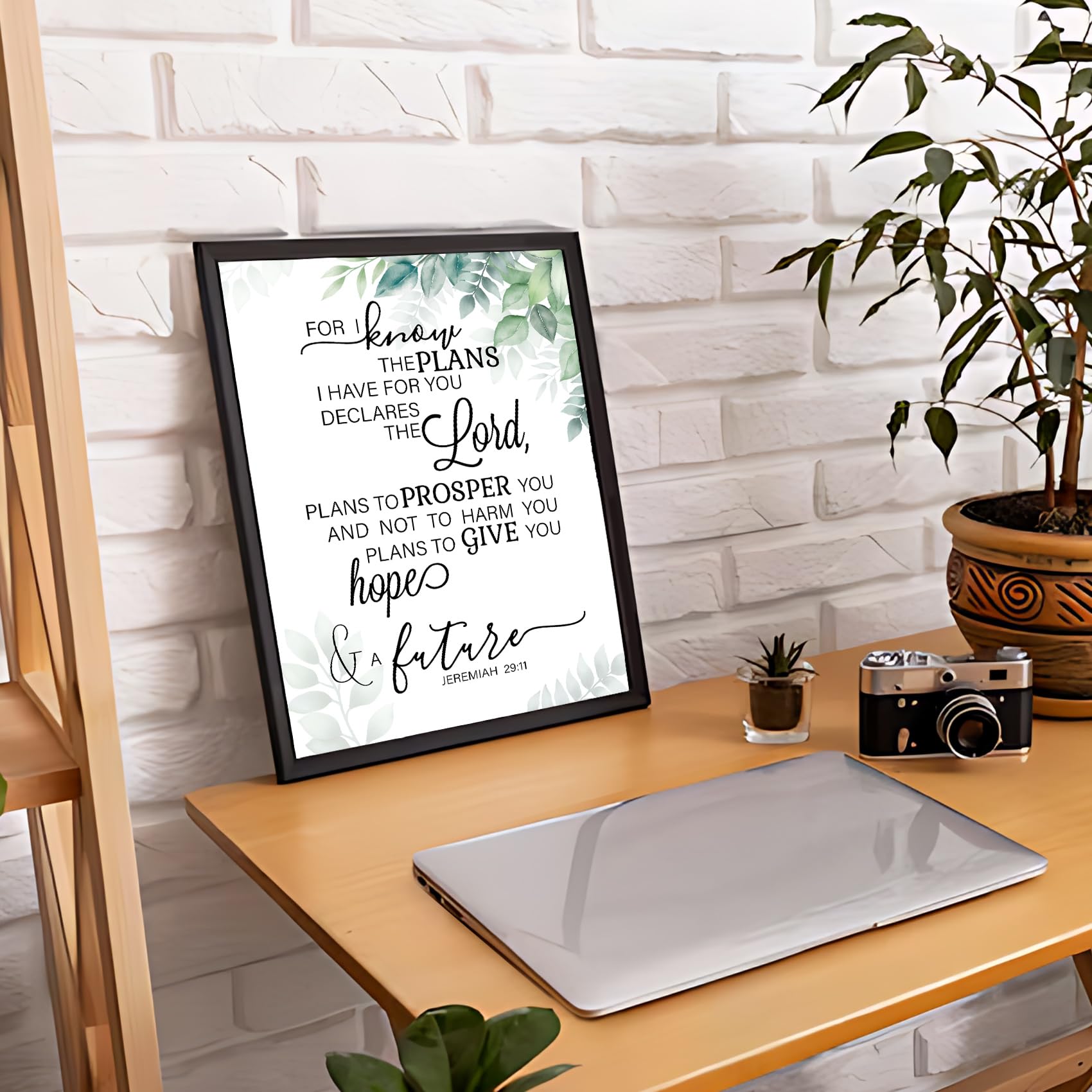 Phamte Christian Jeremiah 29:11 Framed Wall Art Prints Posters Decor, For I Know The Plans I Have For You Bible Verse Rustic Pic