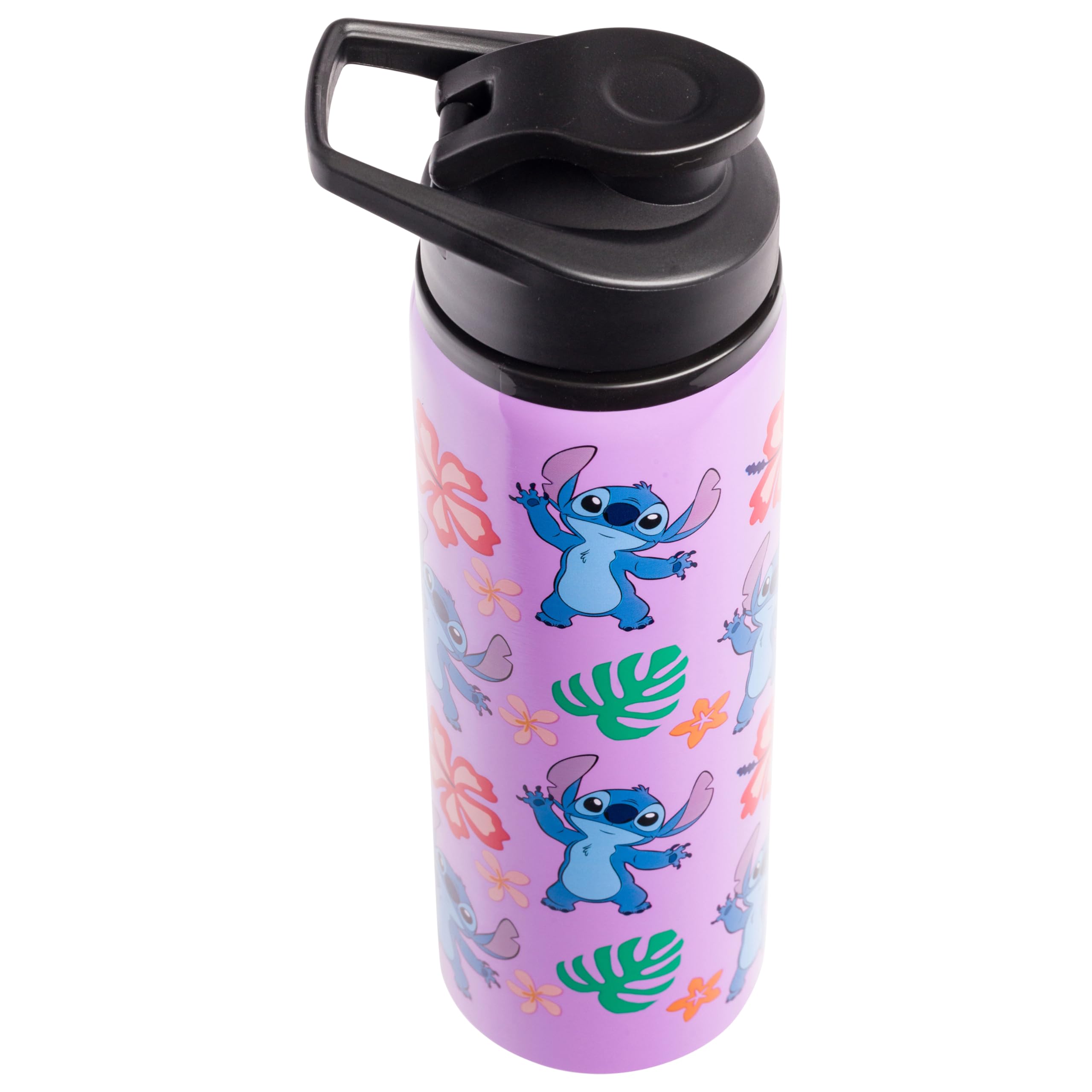 Silver Buffalo Disney Lilo And Stitch Tropical Sitting Stitch Double Walled Stainless Steel Water Bottle, 25 Ounces