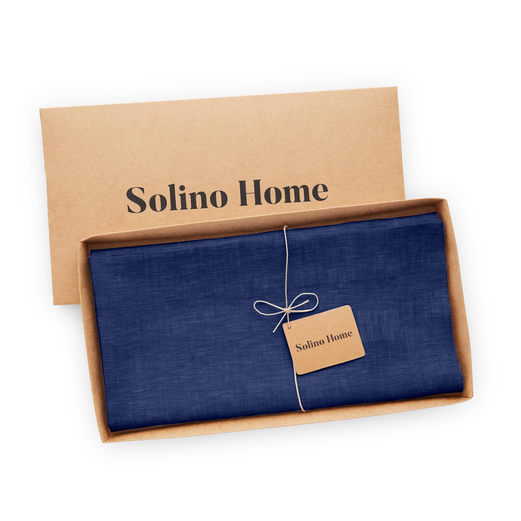 Solino Home Linen Tablecloth 52 X 52 Inch - Royal Blue 100% Pure Linen Table Throw - Handcrafted And Machine Washable - Athena