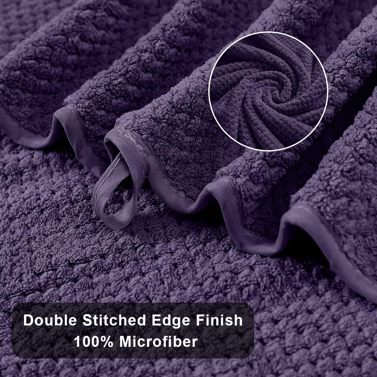 8-Piece Purplr Bath Towels Set,2 Oversized Large Bath Towels Sheet,2 Hand Towels And 4 Washcloths - 600 Gsm Soft Luxury Towel Se