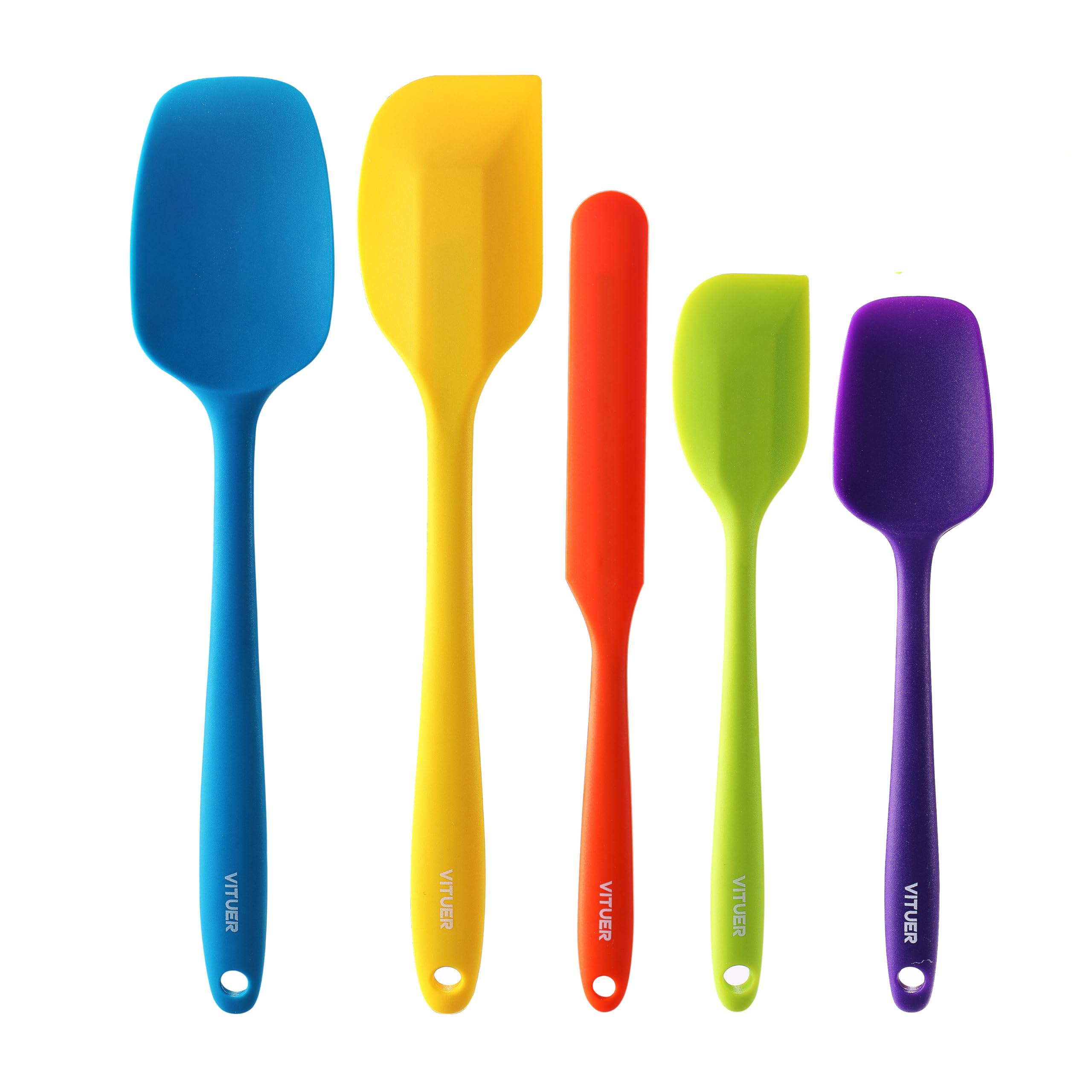5Pcs Silicone Rubber Spatula Set, Vituer Food Grade Bpa-Free Spatulas For Kitchen Use, Heat Resistant Spatula For Cooking & Baki
