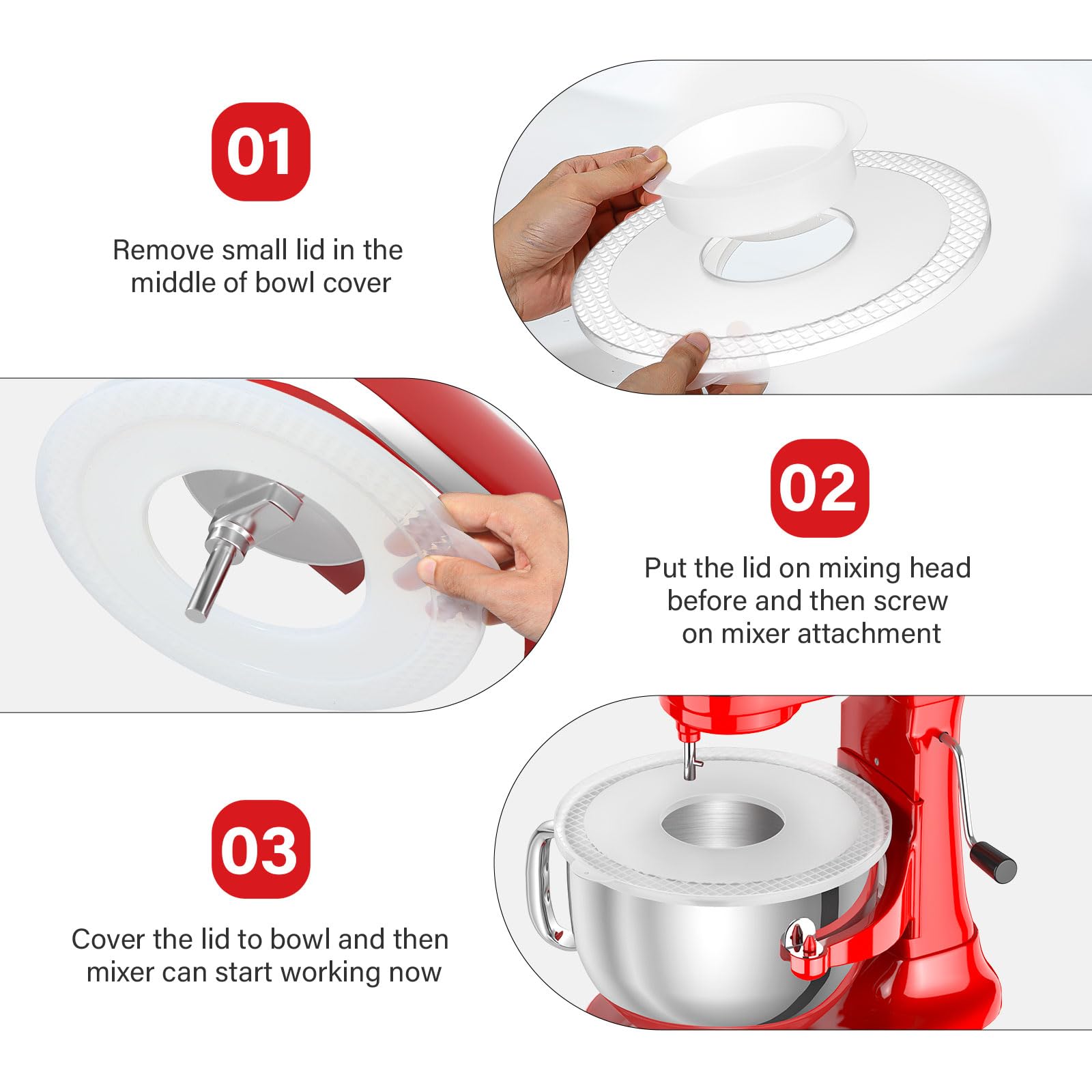 dabebauver 6QT Stainless Steel Mixing Bowl with Lid Covers for Kitchenaid Stand Mixers - Model Bowl-02, Dishwasher Safe