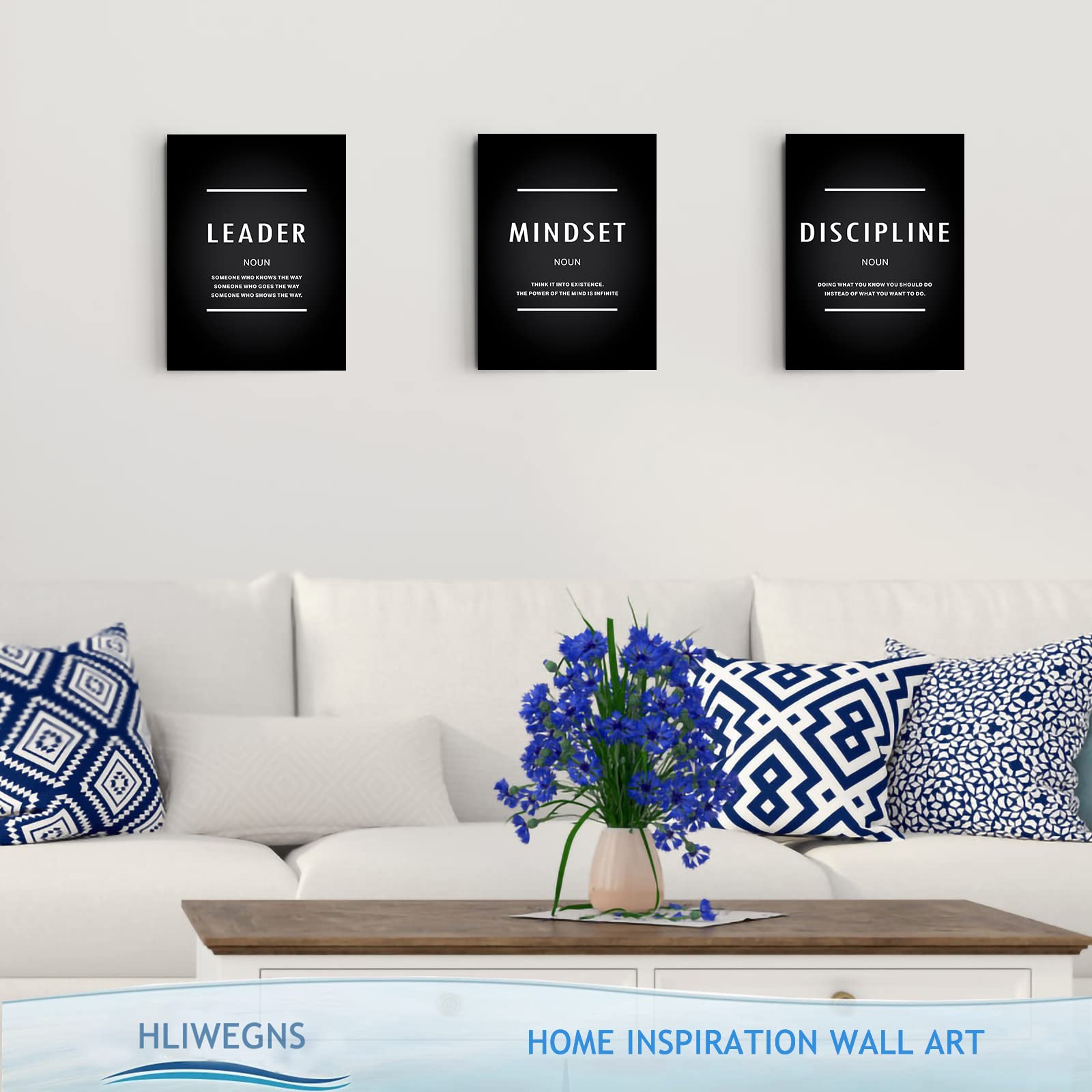 Hliwegns Motivational Mindset Canvas Wall Art, Inspiration Leader Discipline Quotes Reminder Decor Positive Affirmation Poster S