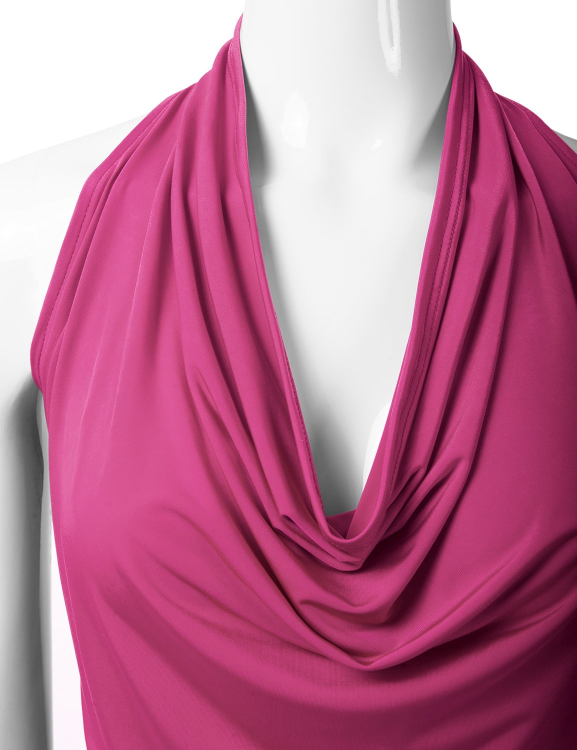 Eimin Womens Casual Halter Neck Draped Front Sexy Backless Tank Top Fuchsia M