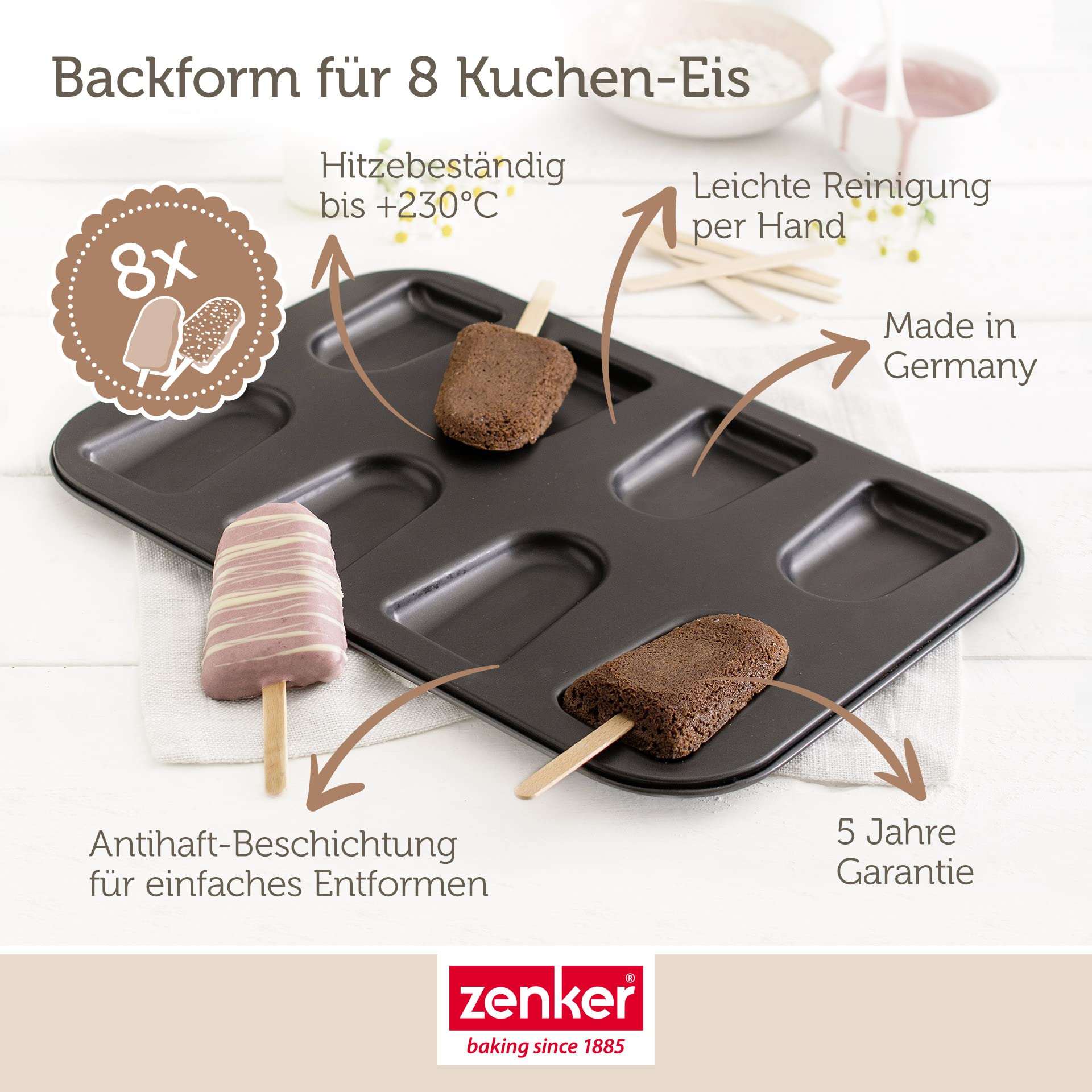 Zenker Ice Lolly Tray ''Special Creative'' For 8, Black, 15.16 X 10.43 X 0.59''