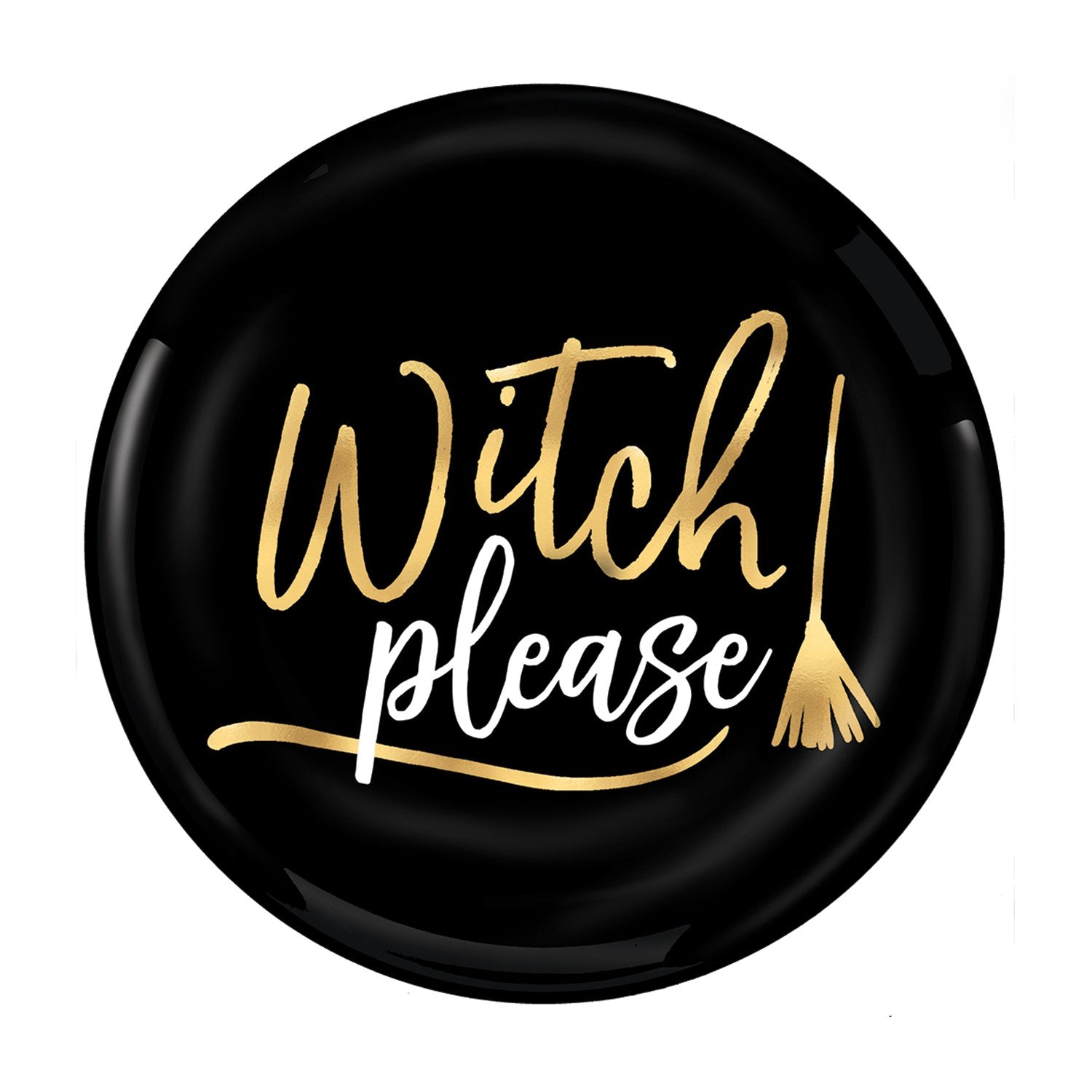 Amscan 430759 Metallic Witch Please Plastic Dessert Plates 7 1/2, Black