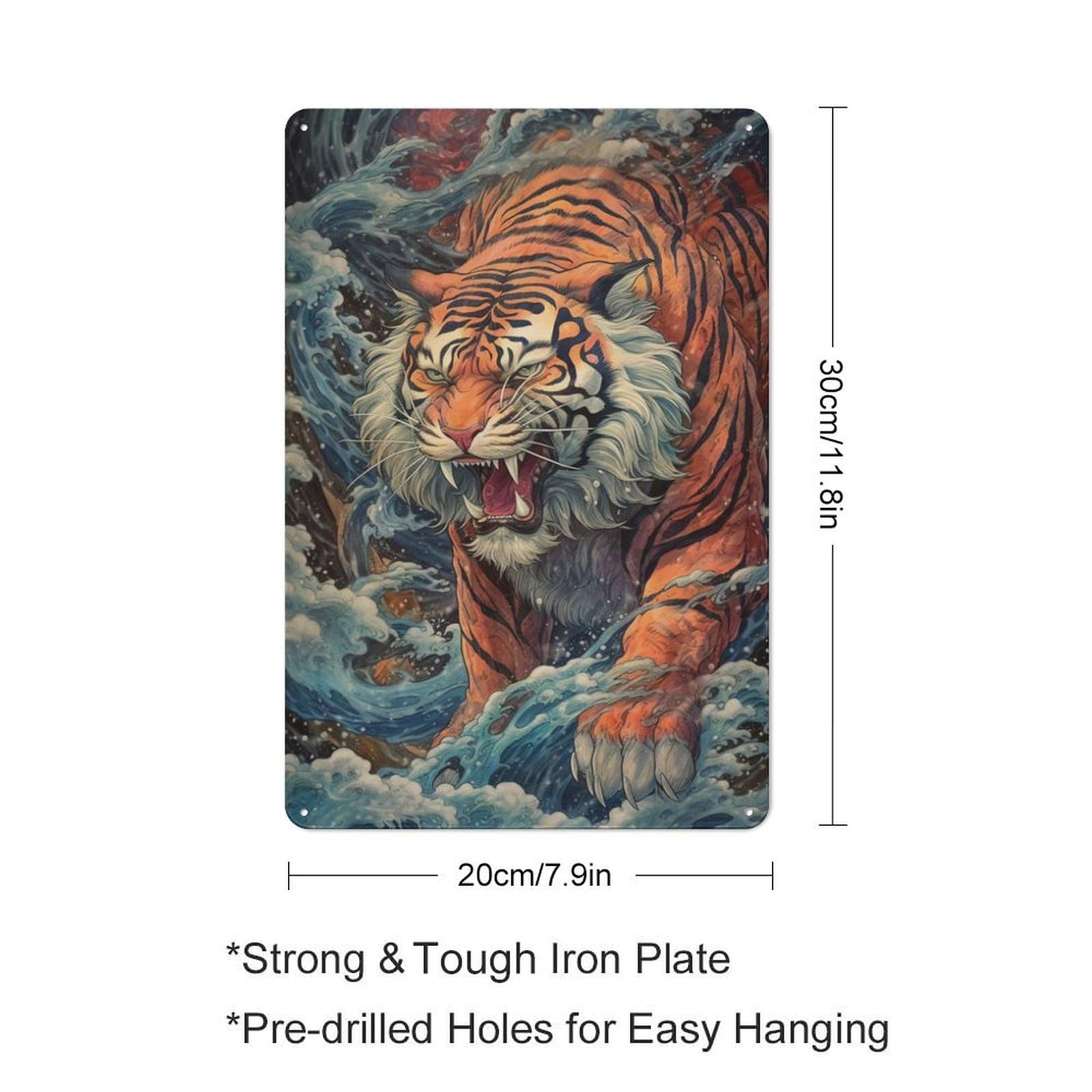 Generic beautiful animal tiger retro vintage metal iron sign coffee bar wall decor home office signs gift poster 8x12 inches, 30