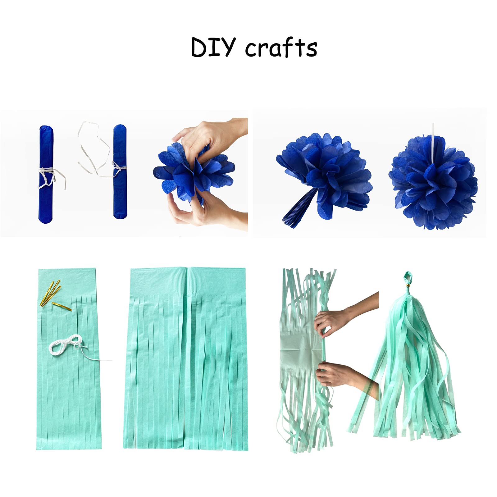 Navy-blue Gold Men-boys Birthday Decorations - 27pcs Party Kits Happy Birthday Banner Flags 40th 50th Birthday Decor Tissue Paper Pom Poms Tassel Streamers Garland Party supplies Lasting Surprise