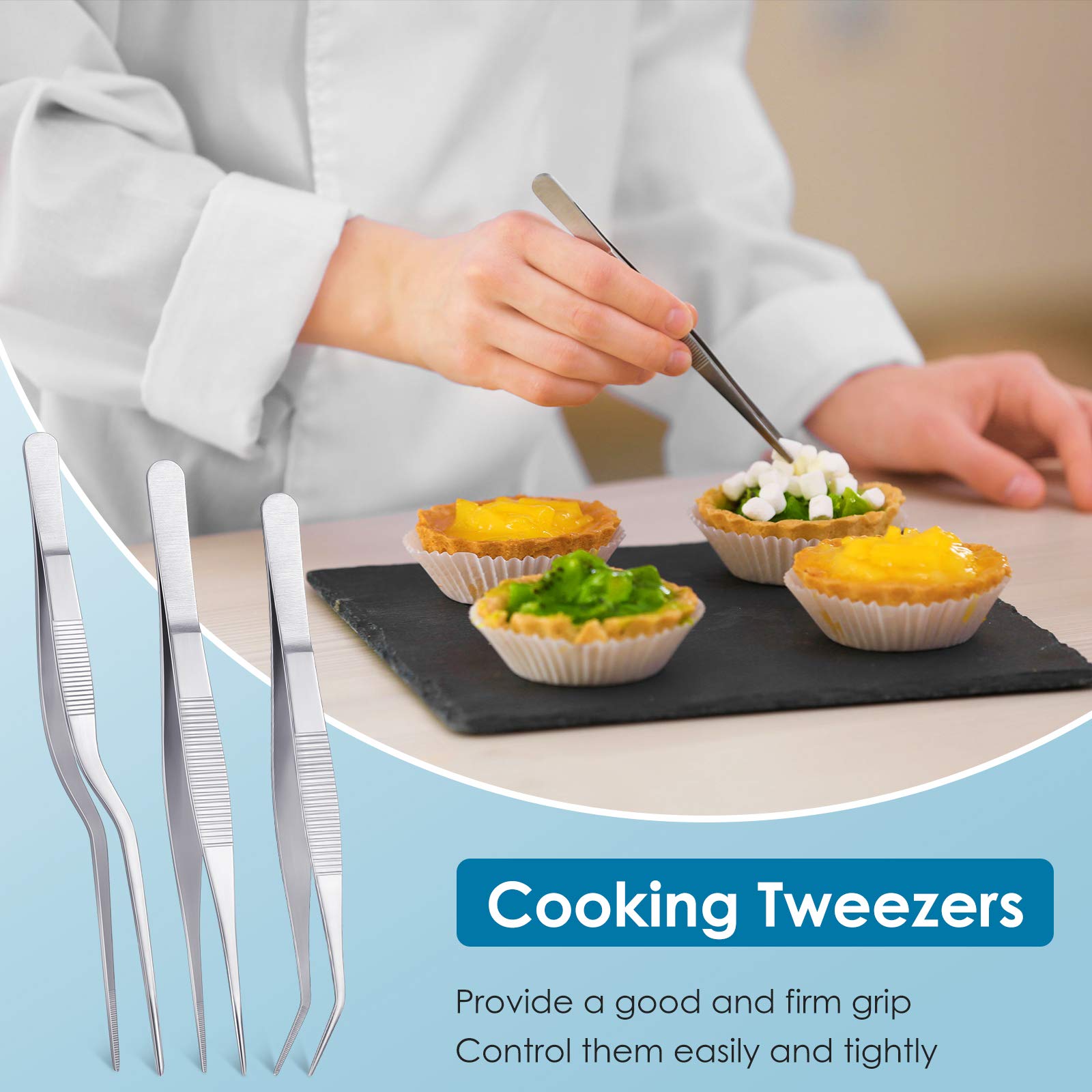 12 Pieces Culinary Precision Drawing Spoons Drizzle Decorating Spoons Stainless Steel Cooking Tweezers Plastic Dough Scrapers Se