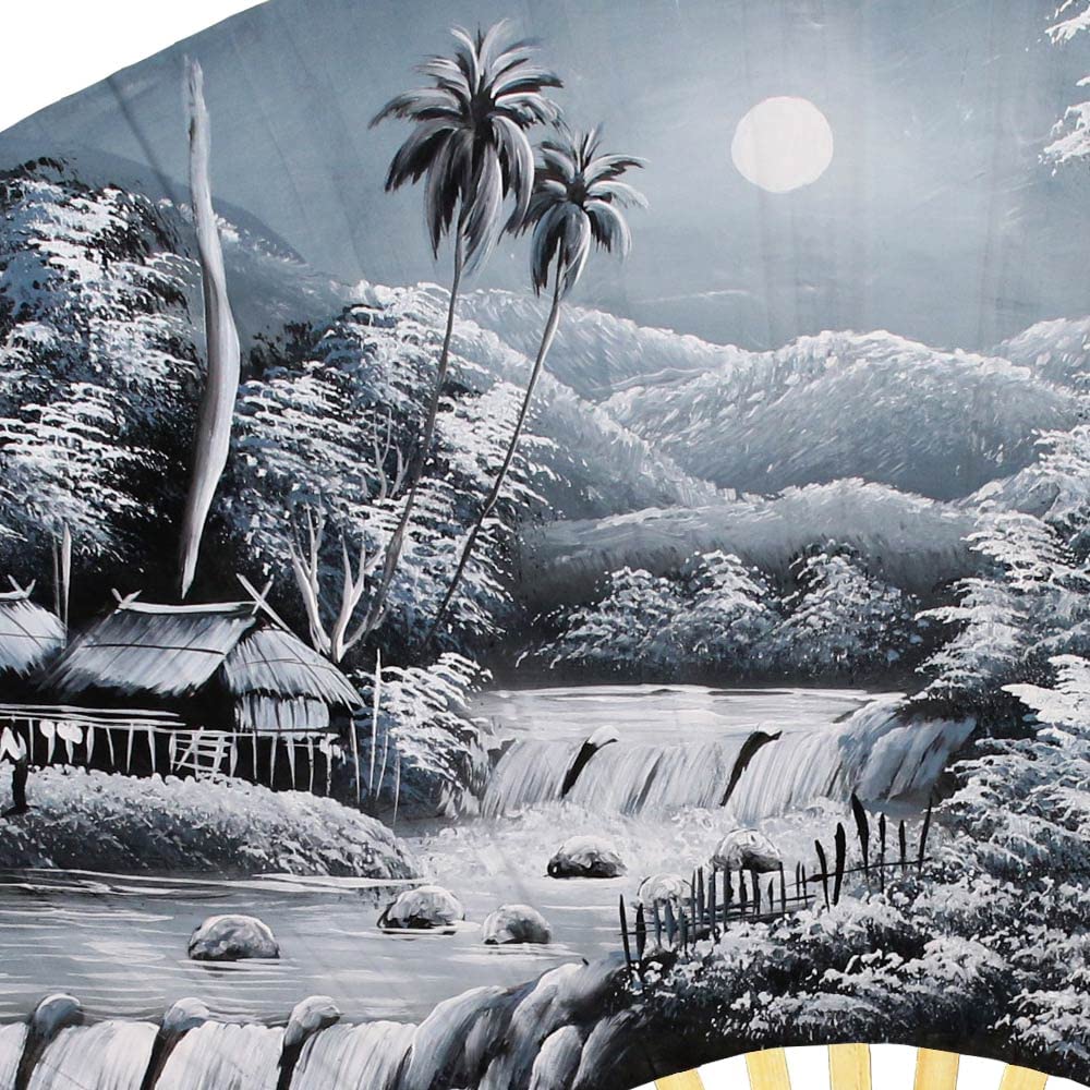 Tranquility Folding Wall Fan Hand-painted Wall Decor Art (60 inch wide)