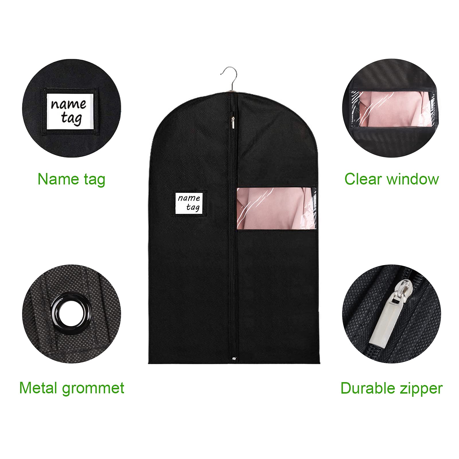 Keegh 40'' Suit Bags For Closet Storage (Set Of 10) Garment Bags For Hanging Clothes, Suit Cover Bags For Suits Coats Dress With