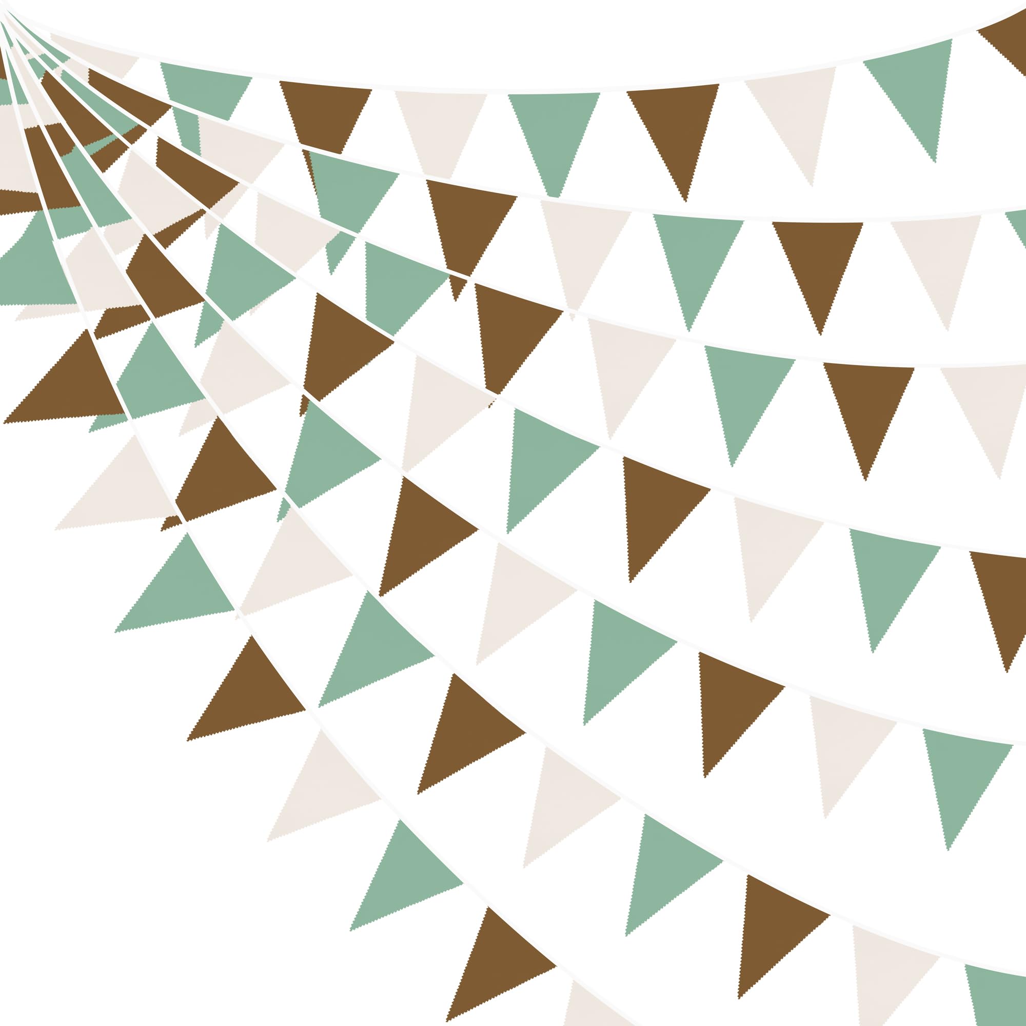 32Ft Sage Green Brown Party Decorations Retro Colored Triangle Flag Fabric Banner Pennant Bunting Garland Streamers For Birthday