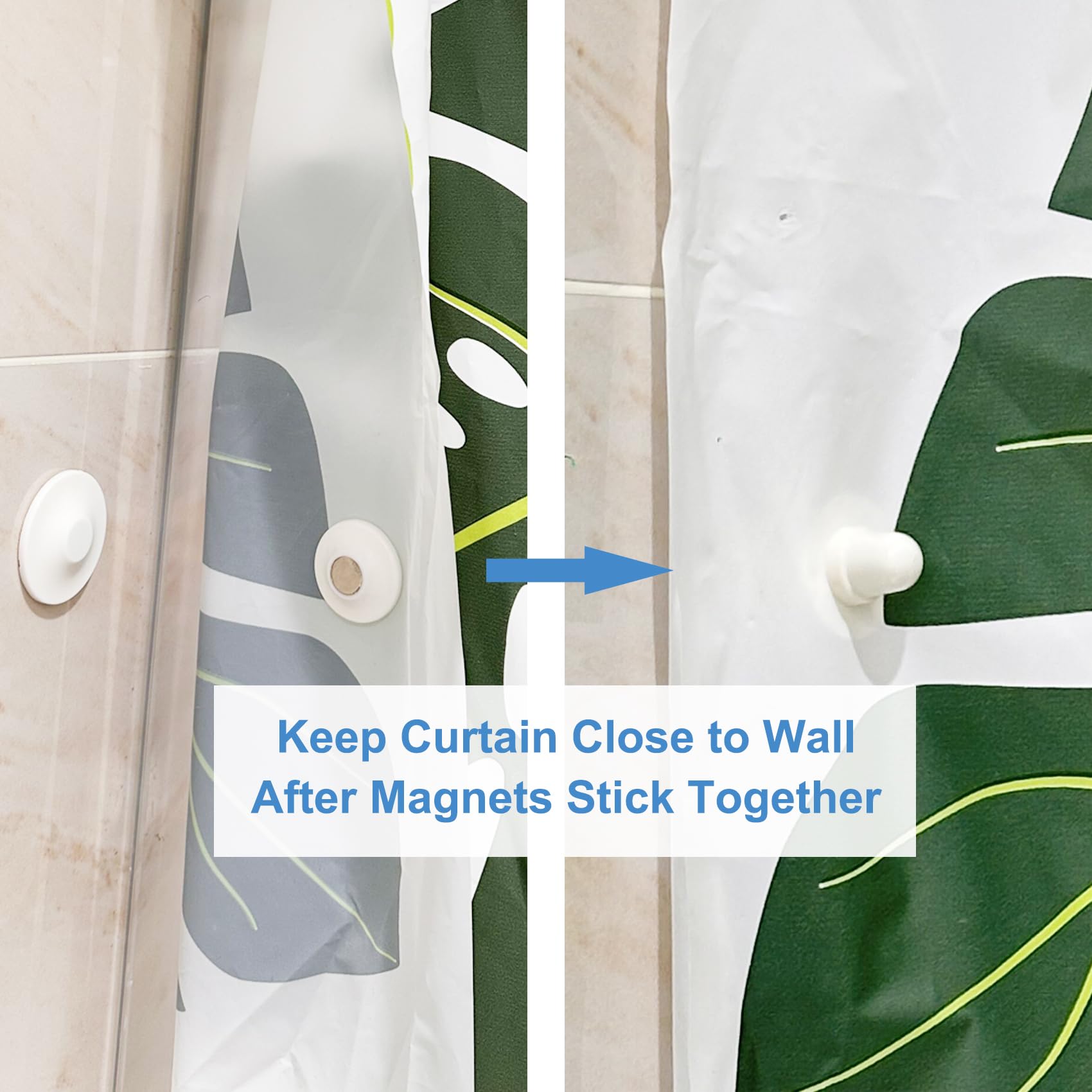 Lekusha Magnetic Shower Curtain Clips, Self Adhesive Splash Guard Clips, Keep Curtain Liner Closed To Wall, Stop Liner From Bill