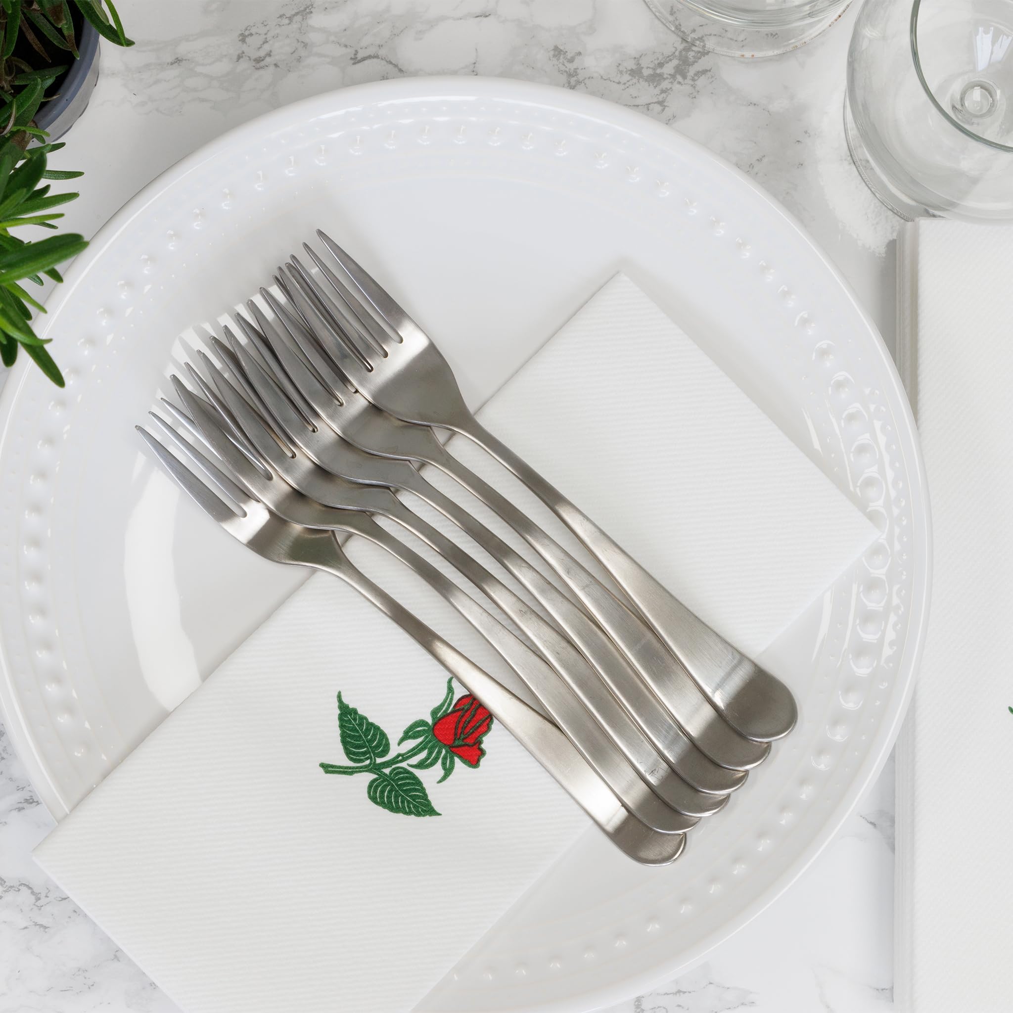 Simulinen Single Rose Dinner Napkins - Decorative Cloth Like & Disposable Large Napkins - Soft, Absorbent & Durable (19''X17'' -