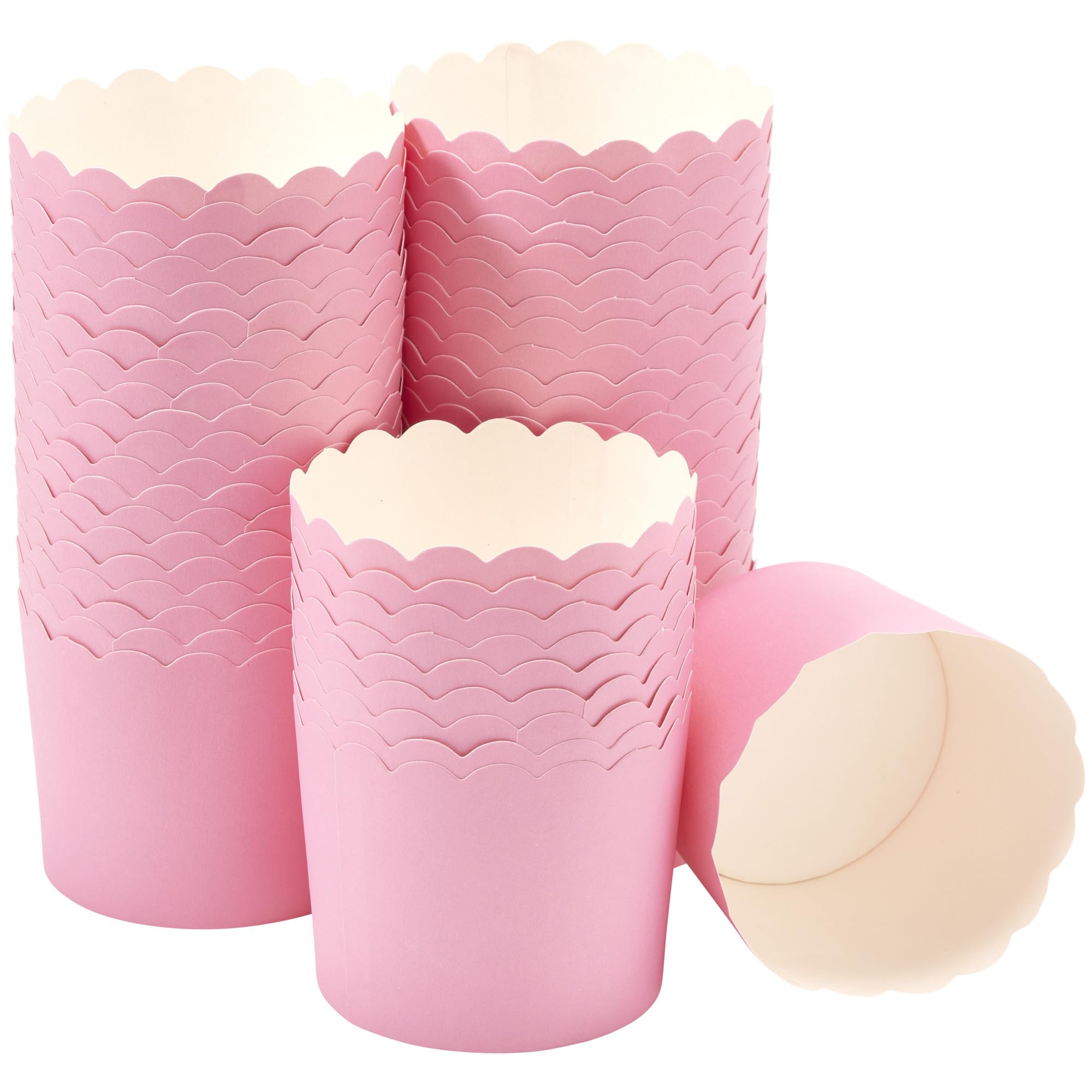 DecoPac Sachet Pink Scalloped Baking Cups, Pack of 50, Perfect For Delicious Cupcakes, Delicate Scalloped Edge, 50 Oven Safe Cup