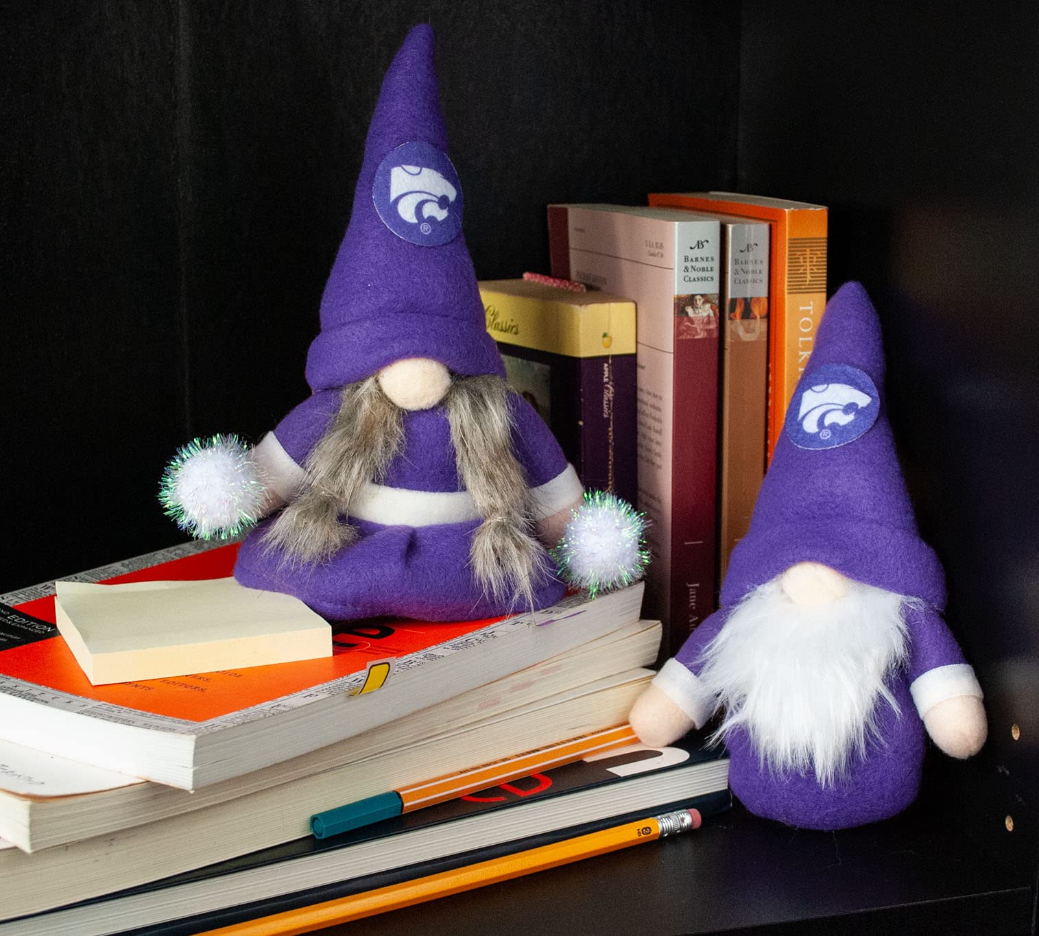 Kansas State Wildcats Set of 2 Plush Gnome Christmas Tree Ornaments by Hannas Handiworks - Fan/Cheerleader Holiday/Dorm Decorati