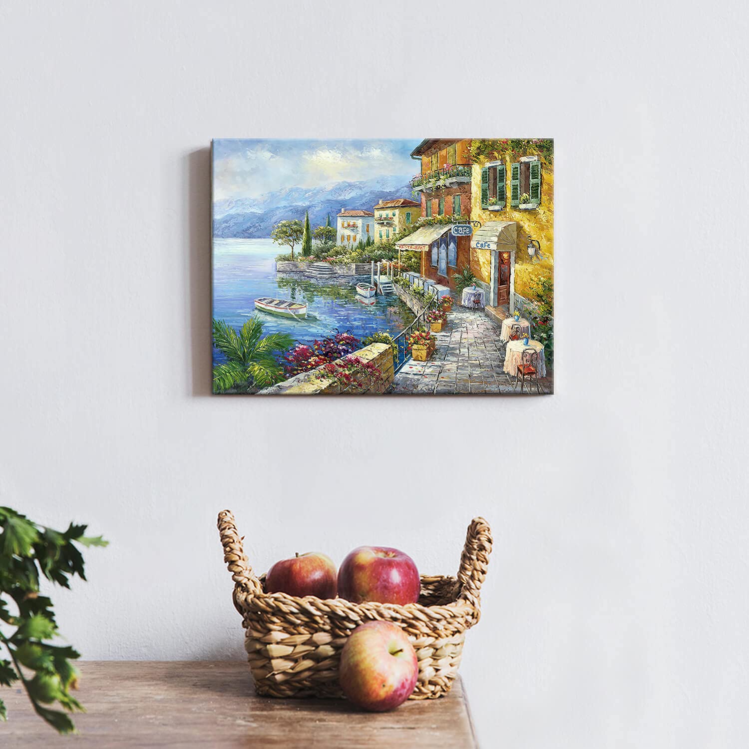 Sd Soft Dance Mediterranean Town Painting Canvas Print - Coastal City Artwork Wall Art Reproduction For Living Room (11'' X 16''