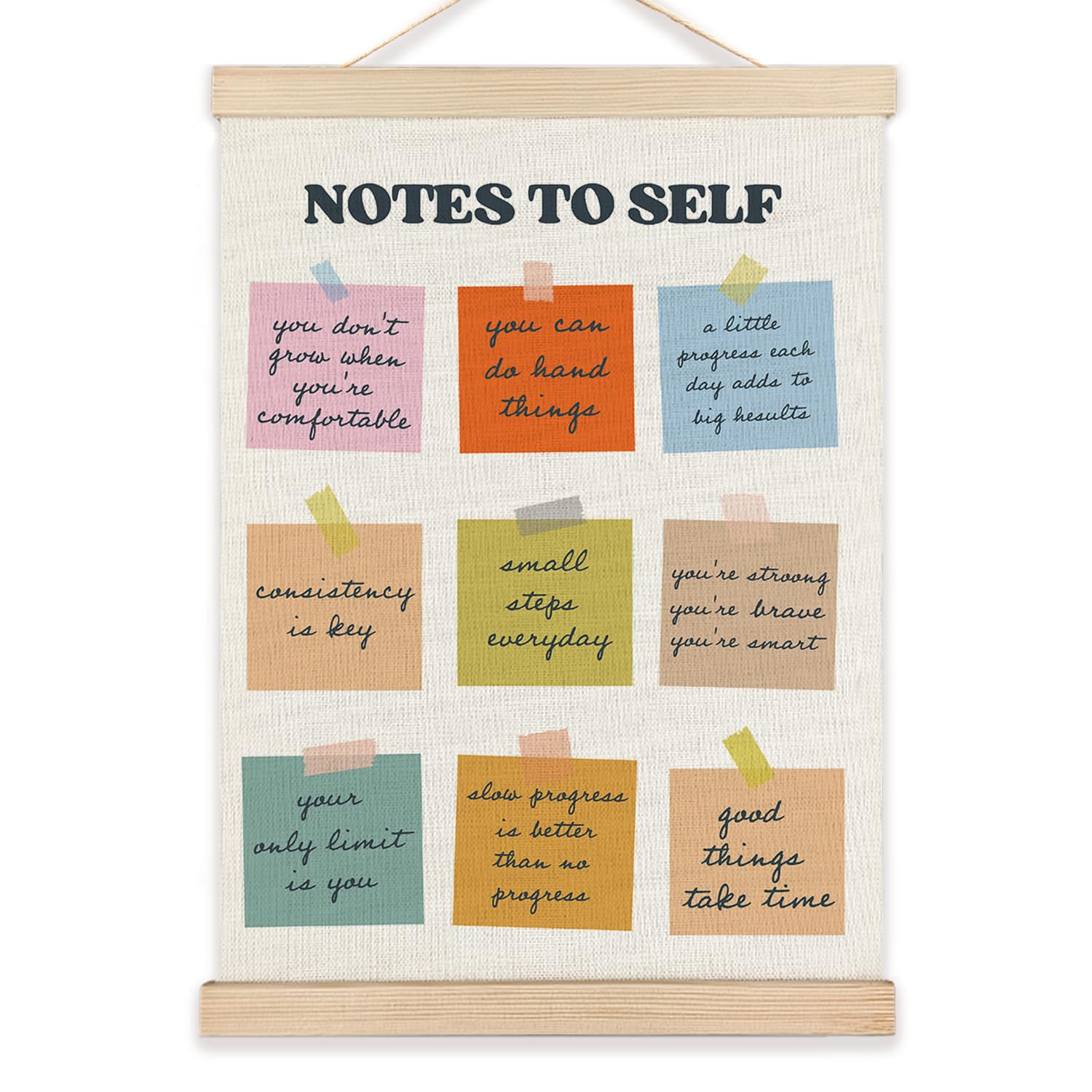 Lzyrf Inspirational Wall Art Poster Framed, Notes To Self Motivational Quote Positive Affirmation Canvas Prints Wall Decor For H