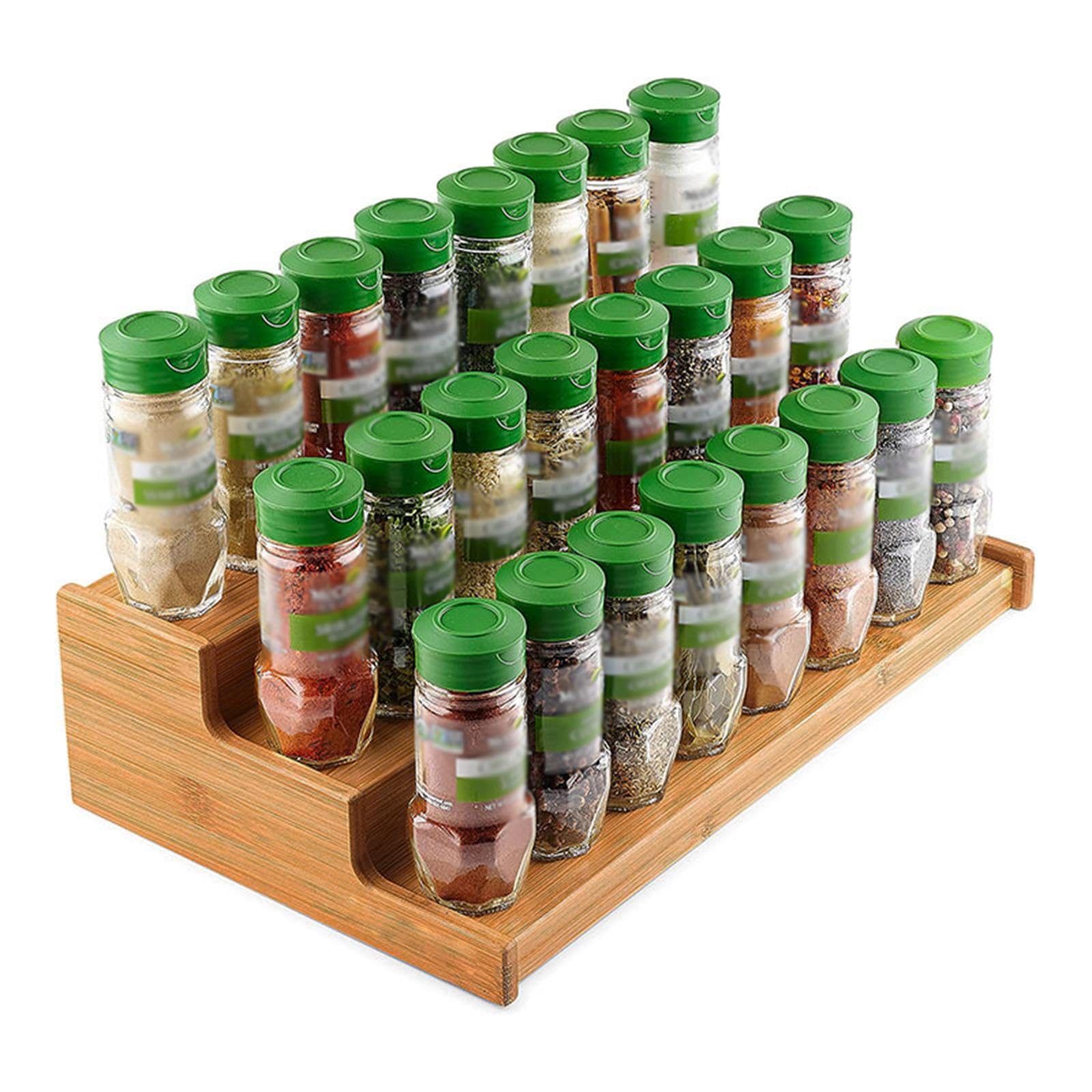 Merishopp Bamboo Spice Rack Salt Pepper Storage Rack Spice Wooden Spice Rack Organizer