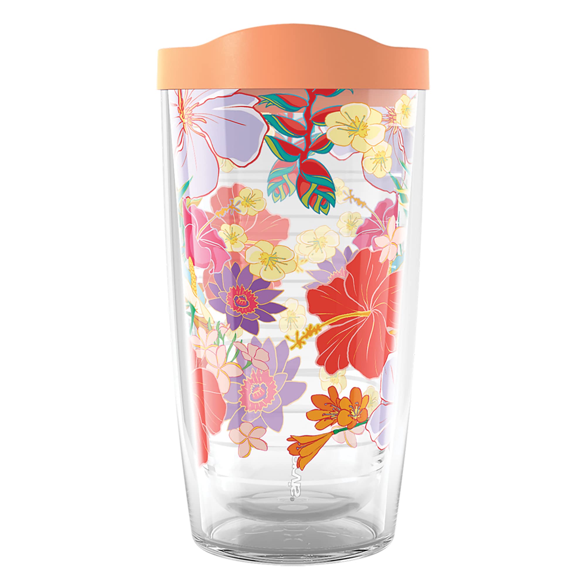 Tervis Tropical Hibiscus Party Made in USA Double Walled Insulated Tumbler Travel Cup Keeps Drinks Cold & Hot, 16oz, Classic