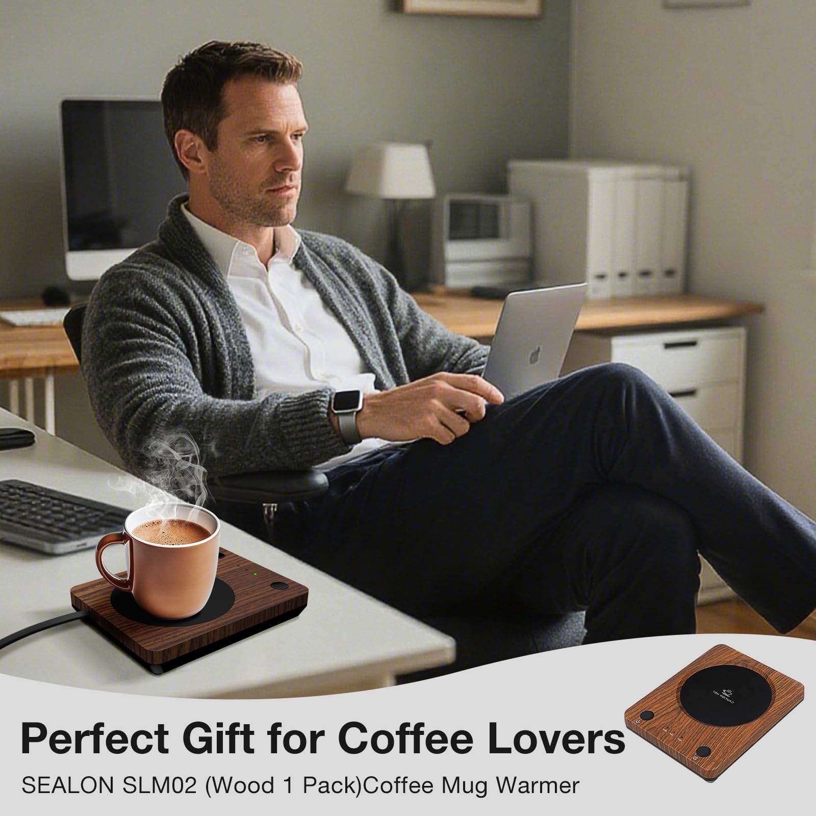 Coffee Mug Warmer for Desk  Electric Coffee Cup Warmer with 3-Temp Settings  Cup Warmer for Desk with Auto Shut Off After 4H Feature for Warming & Heating  Beverage  Milk  Tea  and Hot Chocolate