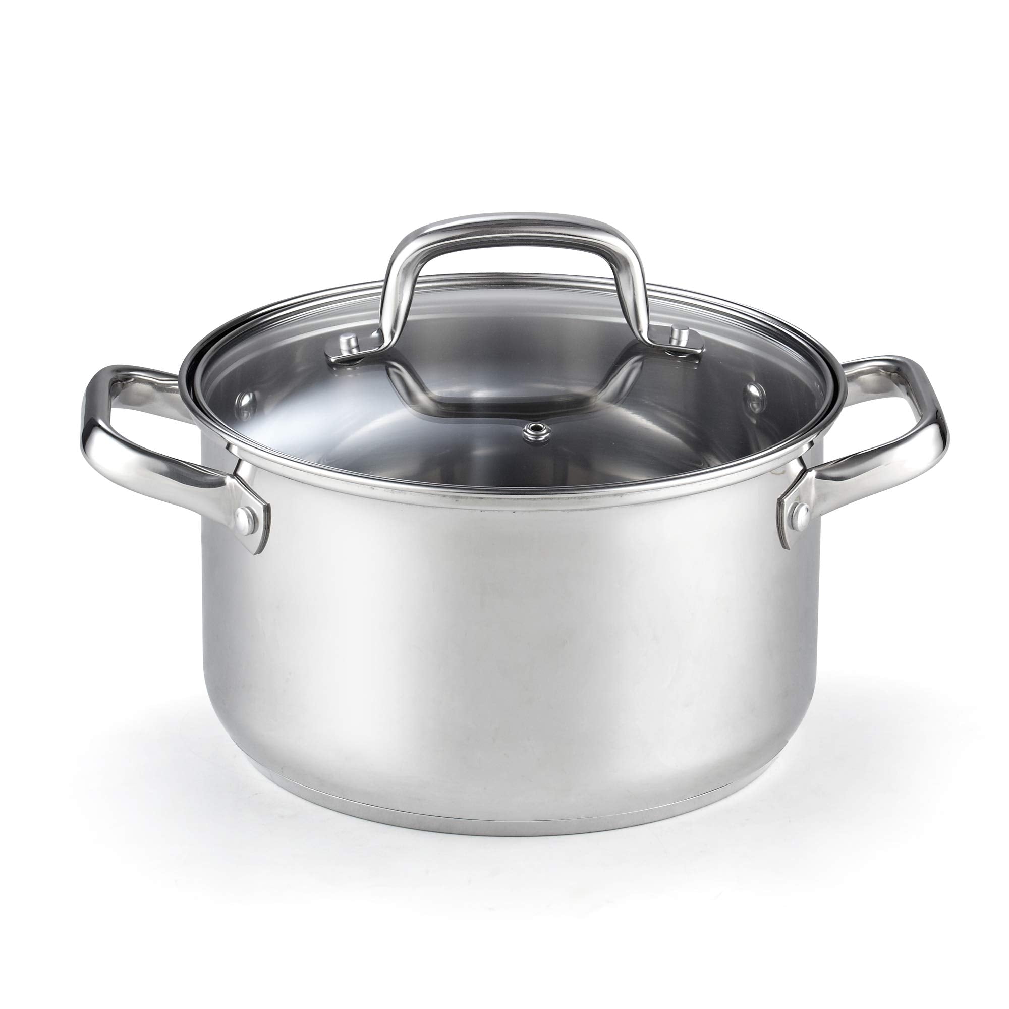 Cook N Home 02609 Lid 5-Quart Stainless Steel Casserole Stockpot, Silver