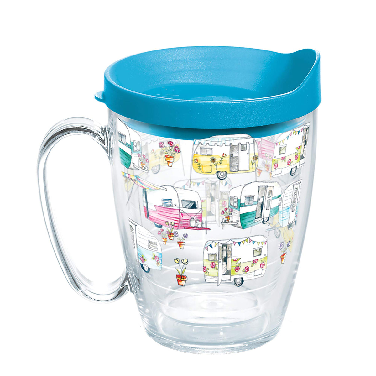 Tervis Colorful Camper Made In Usa Double Walled Insulated Tumbler Travel Cup Keeps Drinks Cold & Hot, 16Oz Mug, Classic - Lidde
