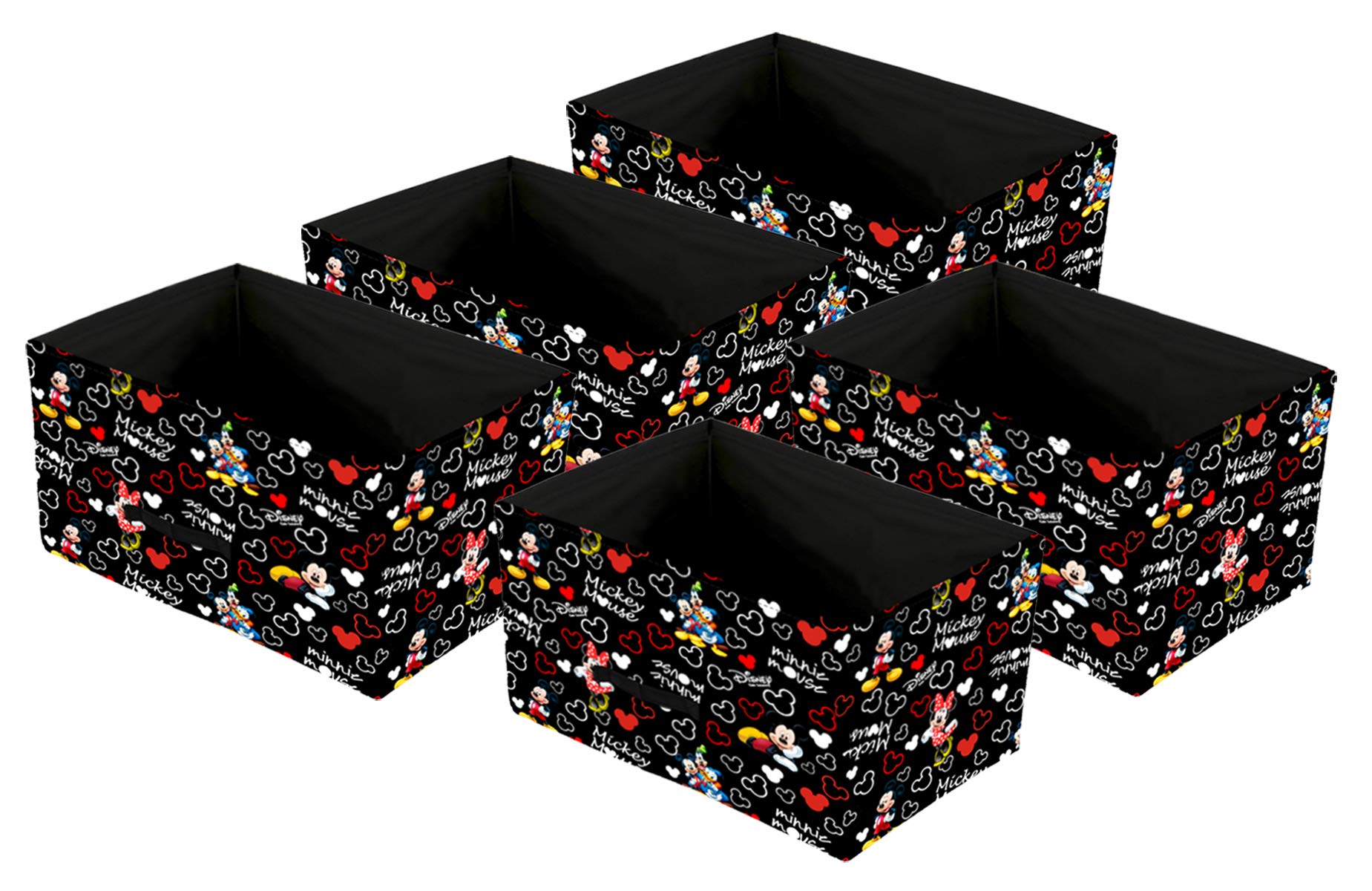 Kuber Industries Disney Mickey Print Non Woven Fabric 5Replacement Drawer Storage And Cloth Organizer Unit For Closet (Black)K