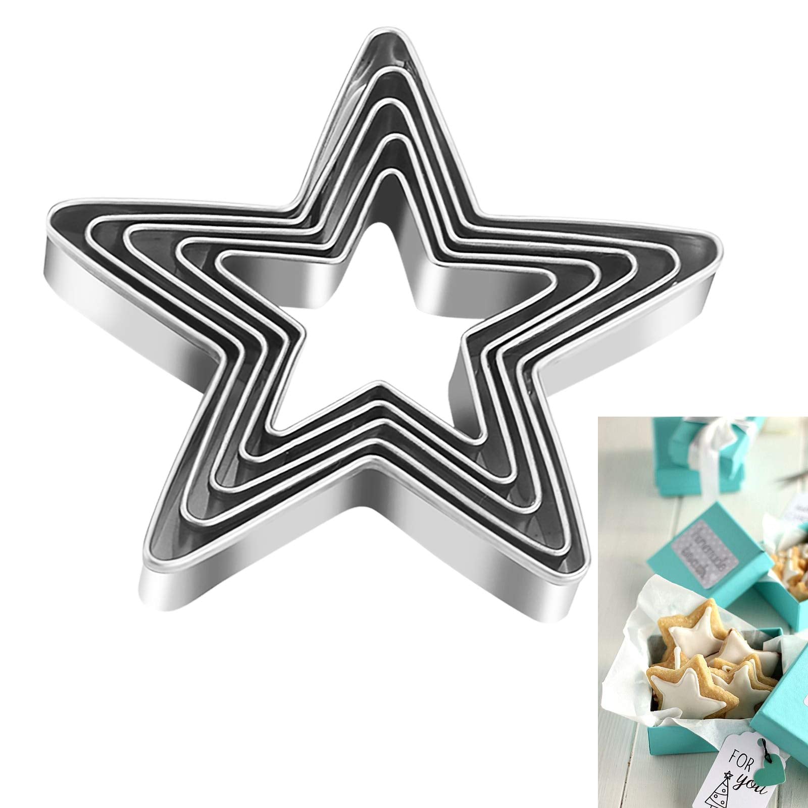 Tmflexe Stars Cookie Cutter, Pack Of 5