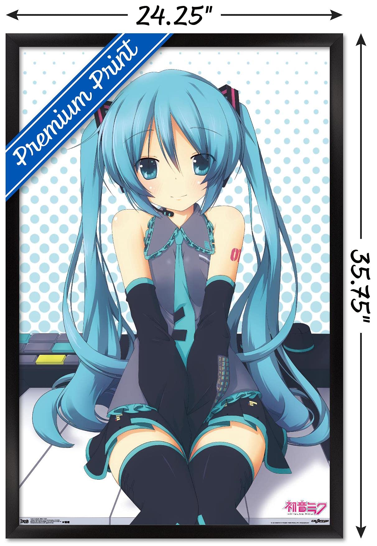 Trends International Hatsune Miku - Keys Wall Poster, 22.375'' X 34'', Black Framed Version