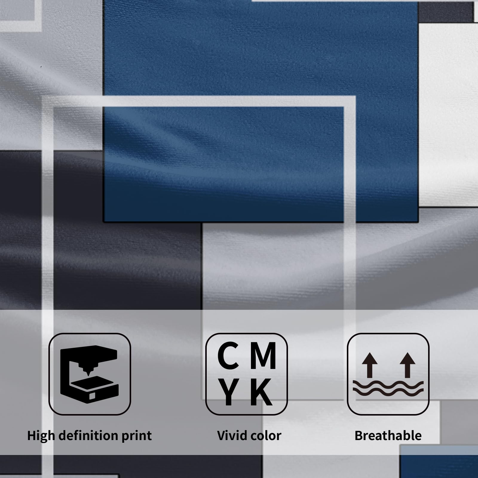 Navy Blue Geometric Hand Towels For Bathroom Set Of 2 Navy Blue Black Modern Decorative Hand Towels For Bathroom Microfiber Abst