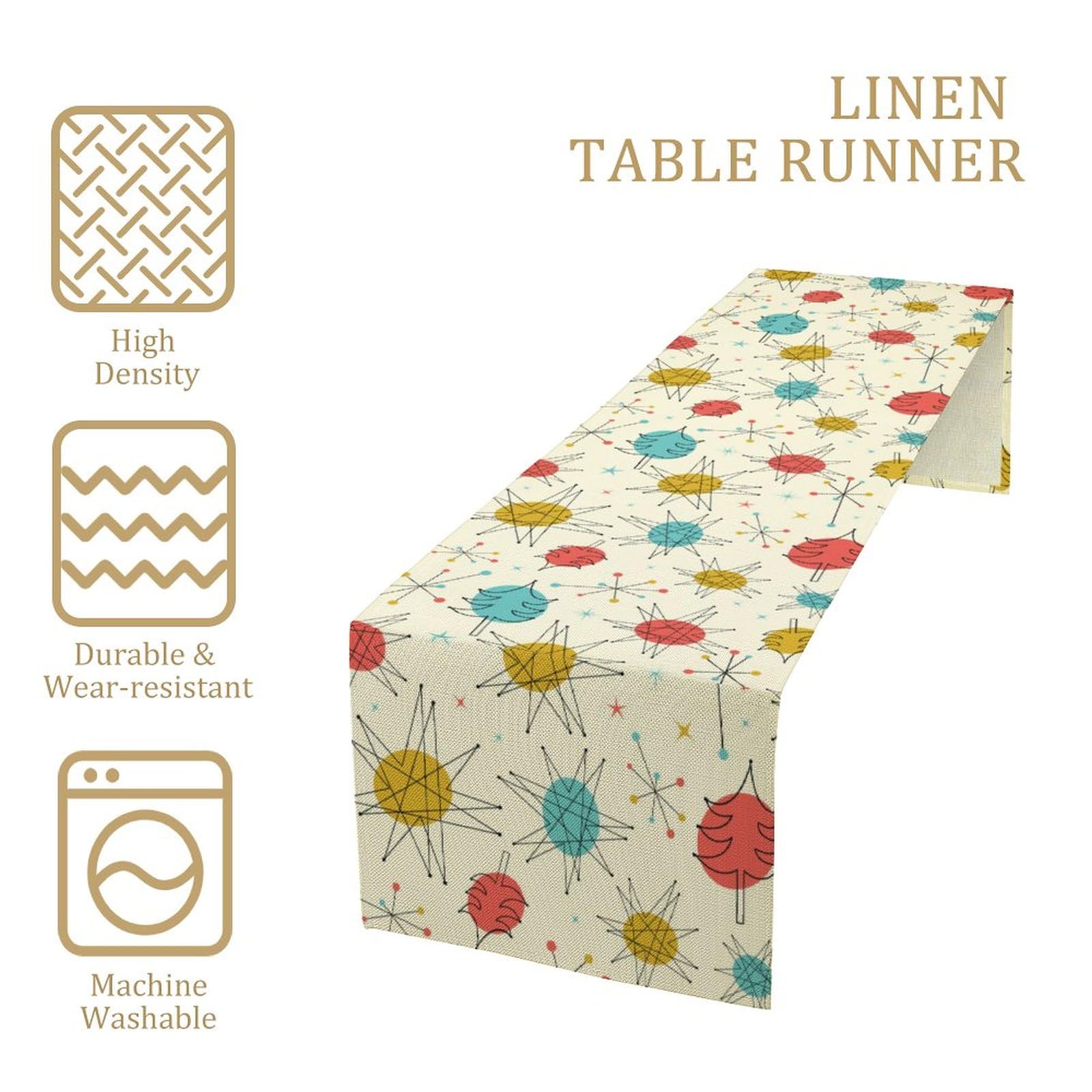Mid Century Table Runners, Vintage 1950S Atomic Stars Abstract Geometric Shapes Table Runners Dresser Scarves Table Setting Deco