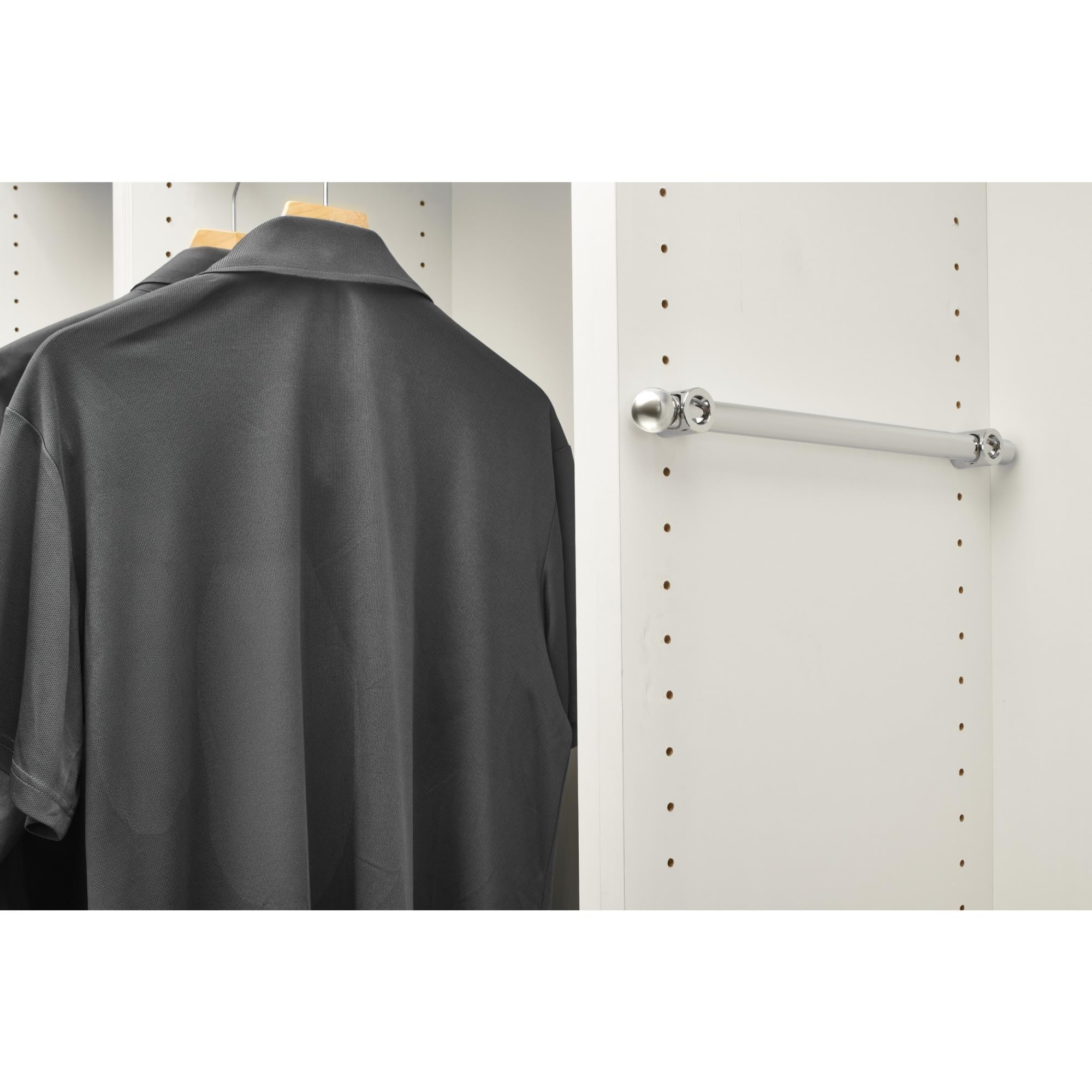 Rev-A-Shelf 14'' Pull Out Valet Rod for Closet Organization  Extendable Sliding Clothes Storage Hanging Rack with Mounting Hardware  Chrome  CVR-14-CR