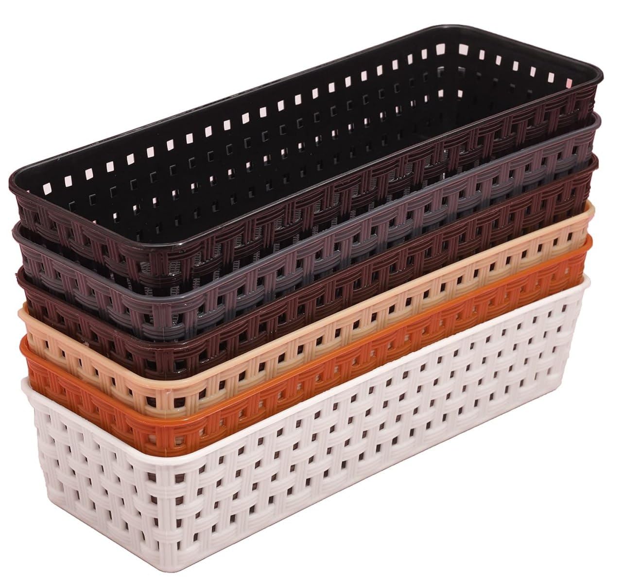 Cpd Empire Wardrobe Organizer For Storage 6 Pcs  Plastic Multipurpose Desk Organizer Tray, Multicolour Office Drawer Dividers B