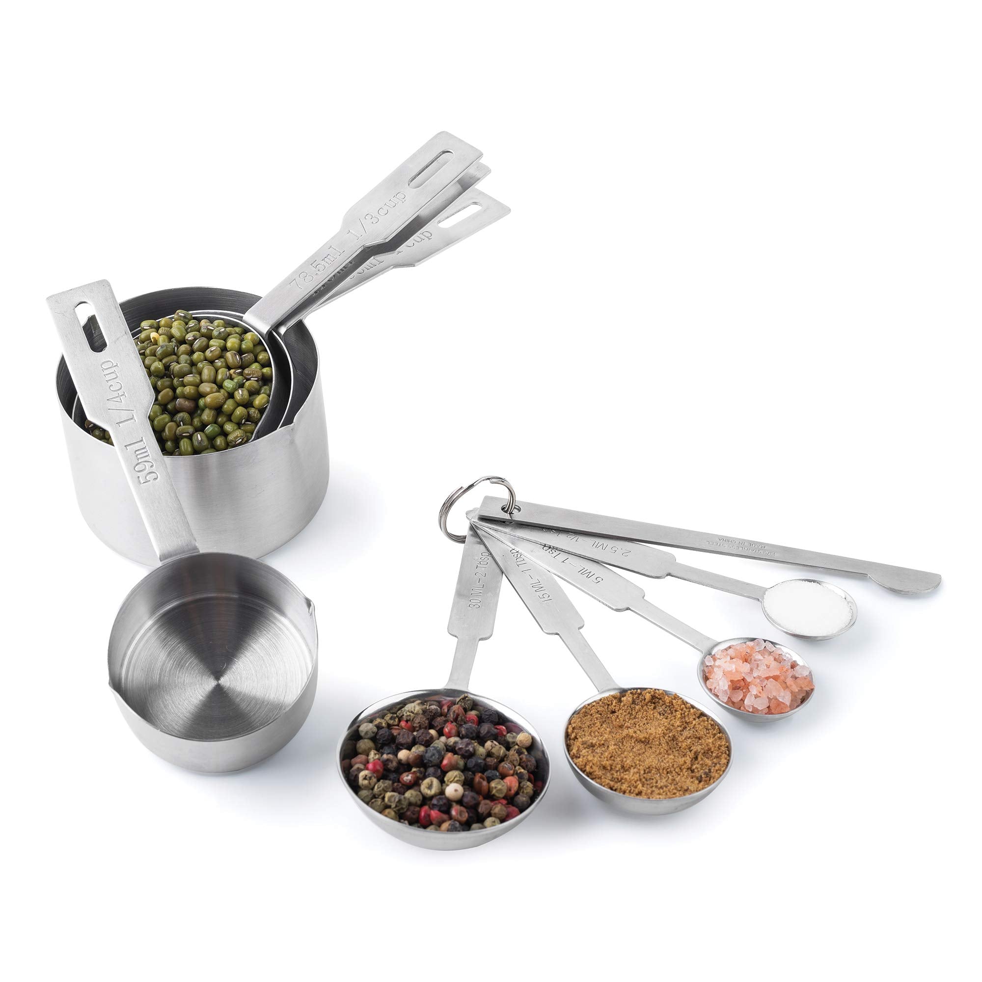 Fox Run Stainless Steel Measuring Spoons, 4 Piece Cup Set For Liquids, Silver