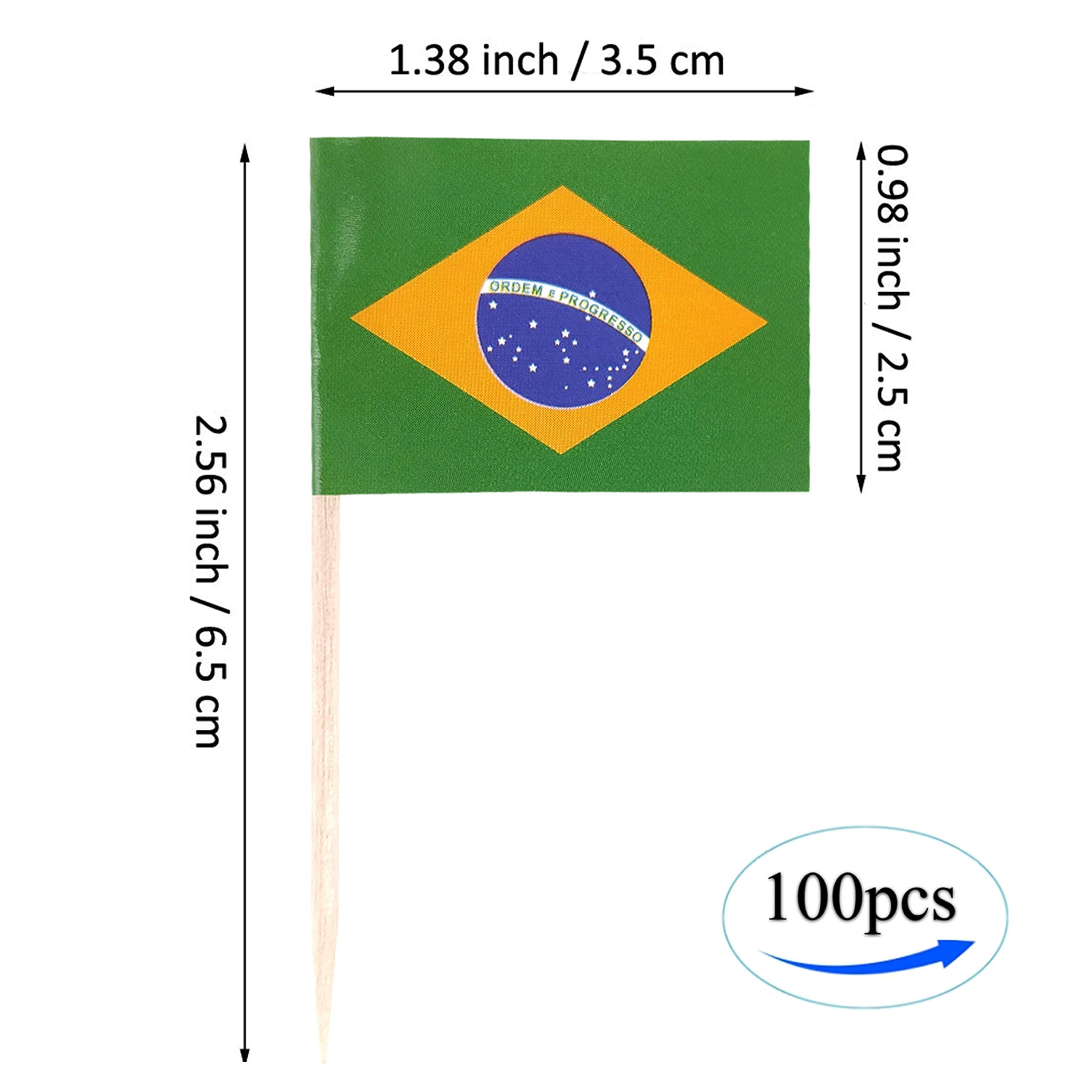 Jbcd Brazil Toothpick Flag Brazilian Mini Small Cupcake Topper Flags (100 Pcs)