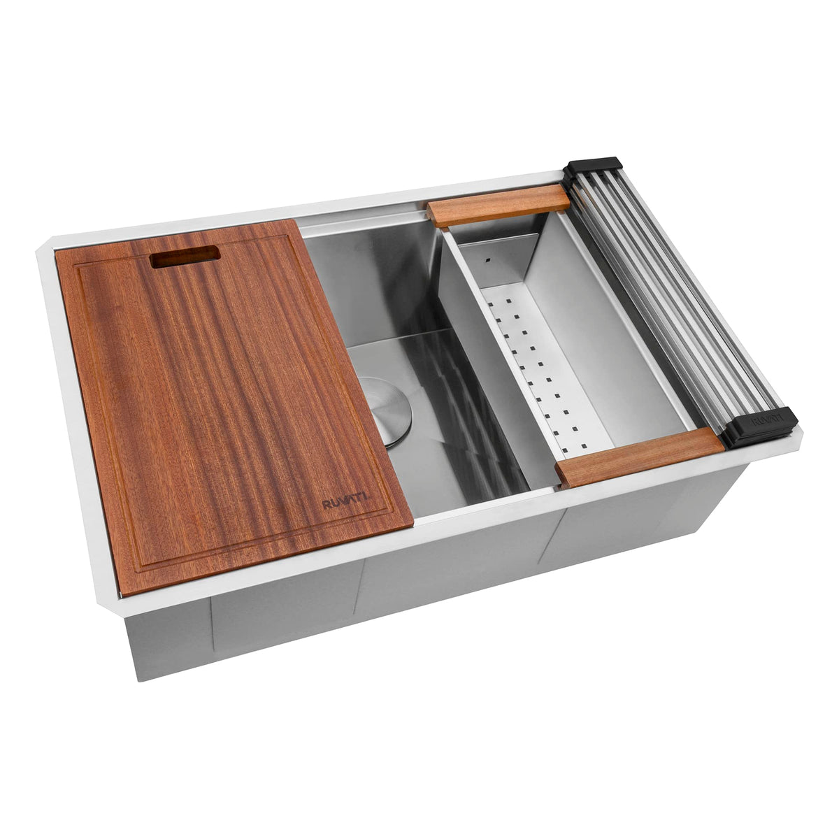 Ruvati 30-Inch Workstation Ledge Undermount 16 Gauge Stainless Steel Kitchen Sink Single Bowl - Rvh8310