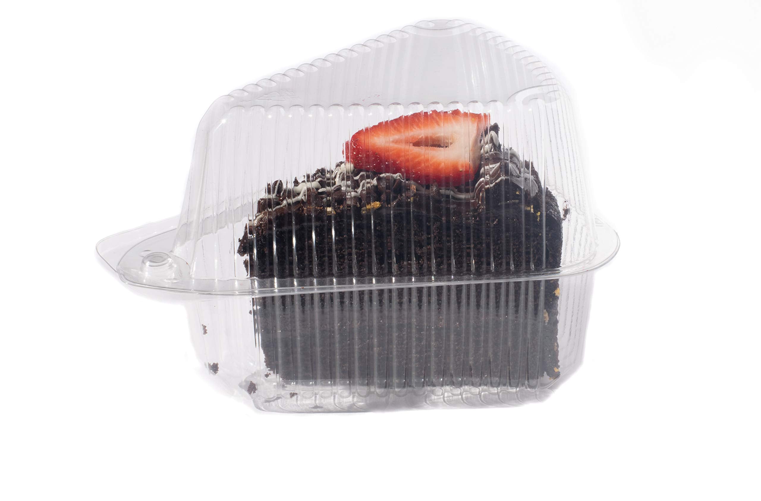 Ja Kitchens Hinged, Clear Single-Slice Pie/Cake/Cheesecake Container (High Dome Lid) - 20 Pieces