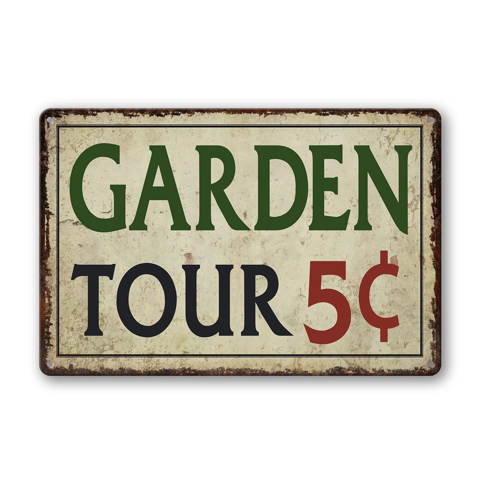 Garden Tin Sign Outdoor Gardening Metal Signs, Garden Tours 5 Cents, Retro Hummingbird Welcome Sign Decorative Flower Sign Cute 