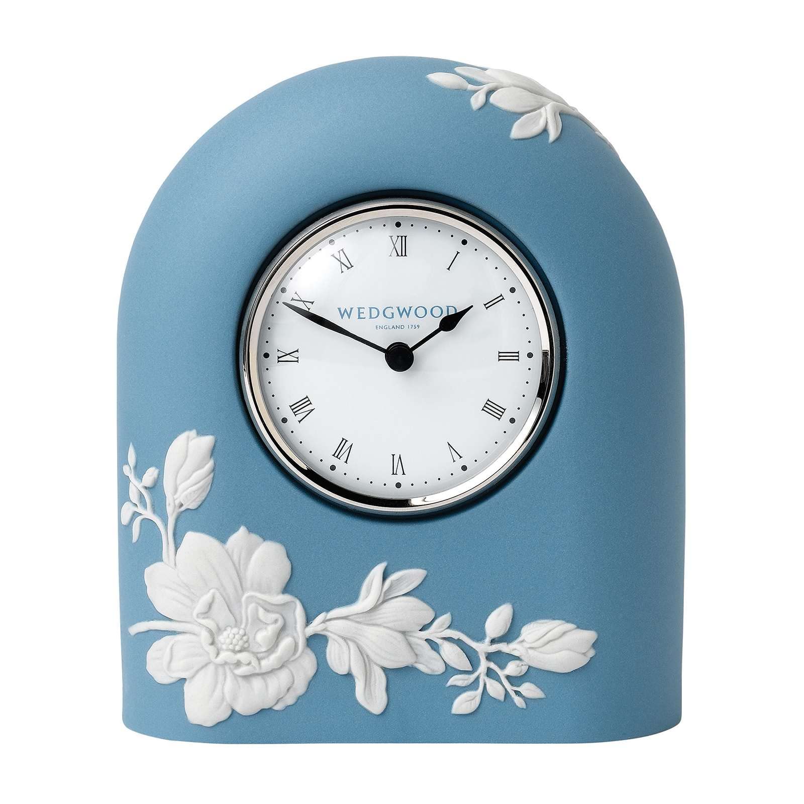 Wedgwood Magnolia Blossom Clock, 4.7, Blue White