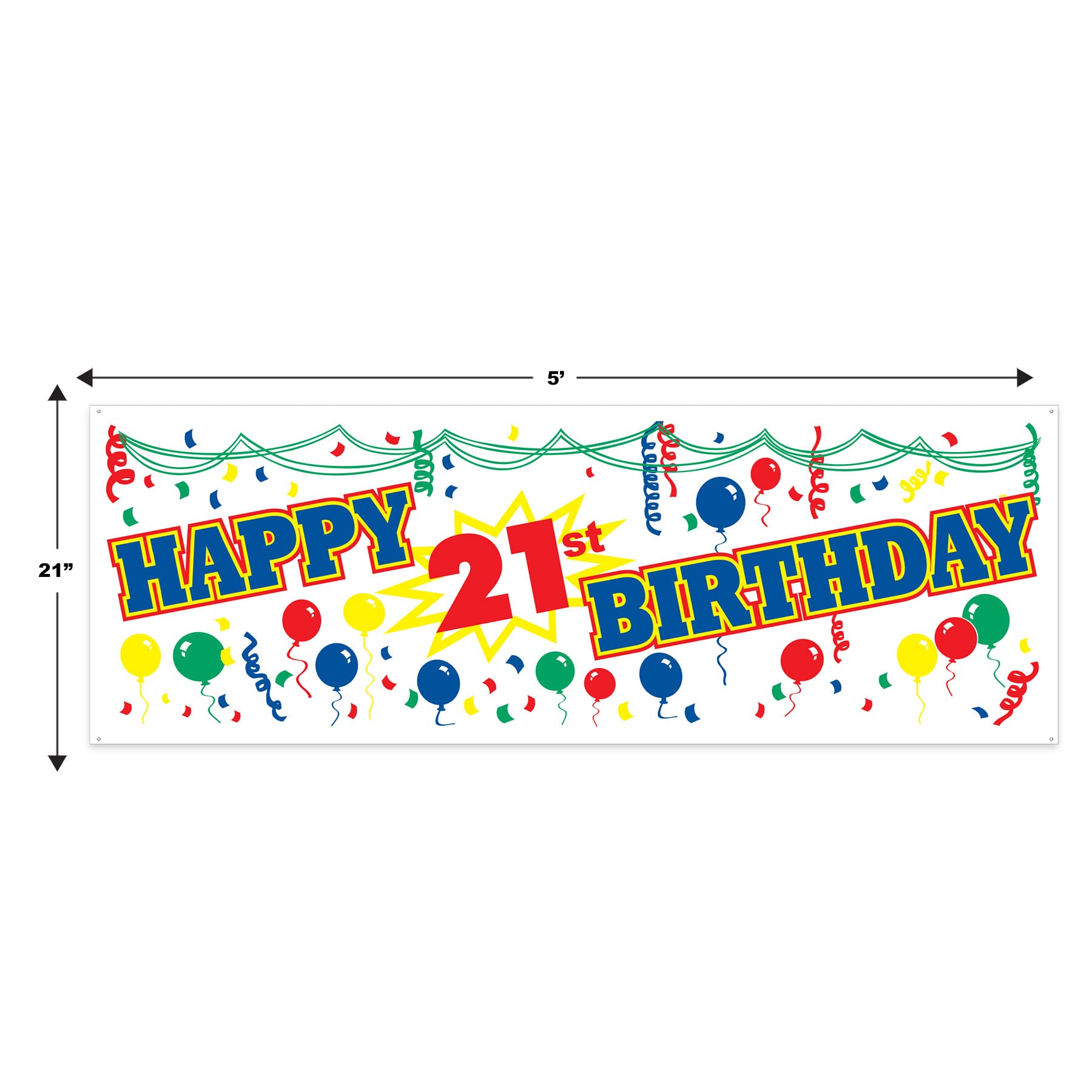 Beistle   2 Piece Happy ''21st'' Birthday Sign Banners  5' x 21''