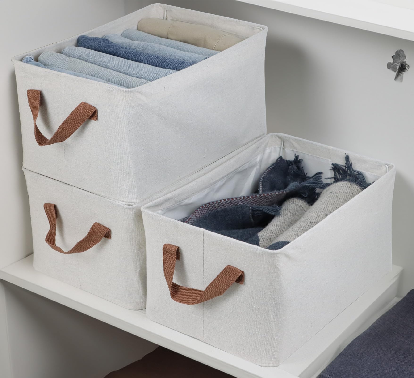 4 Pcs Shelf Baskets Linen Organization Bins, Folding Fabric Storage Basket Bin, Closet Organizers And Storage, Foldable Organize